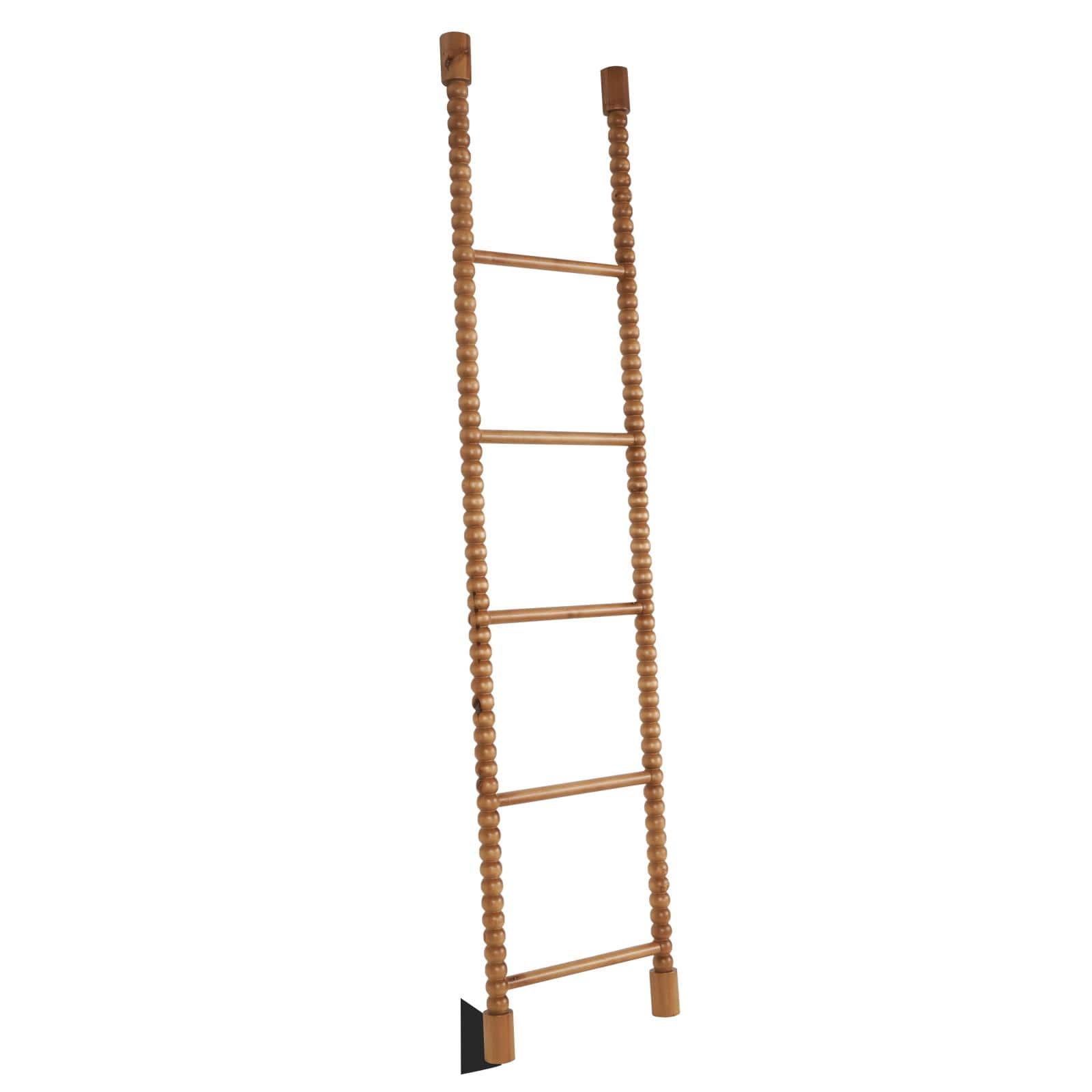 Ivory and Iris 73" Brown Wood 5 Rung Partition Ladder