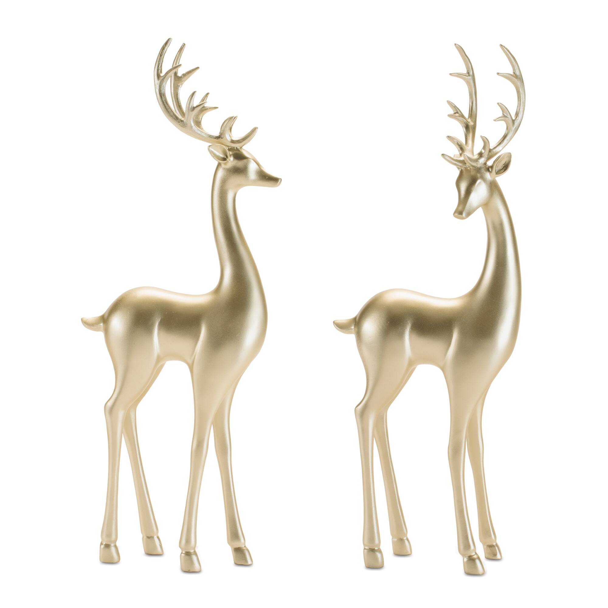 Melrose 16.5" Gold Modern Metallic Deer Figurines Set