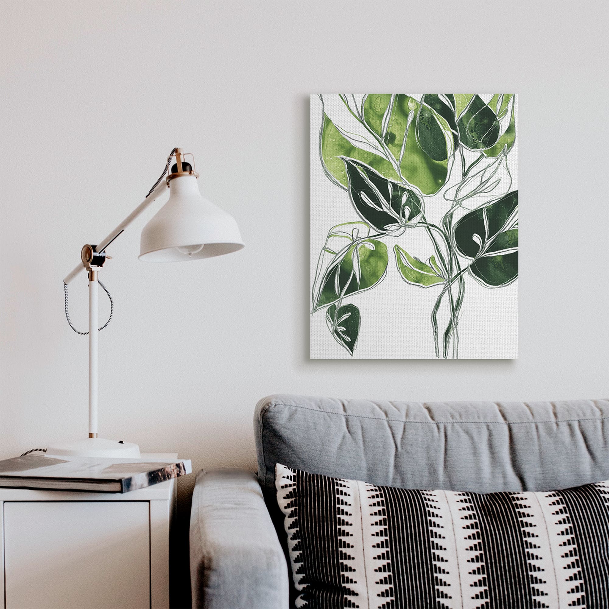 Stupell Industries Intricate Palm Vines Unique Green Leaves Canvas Wall Art