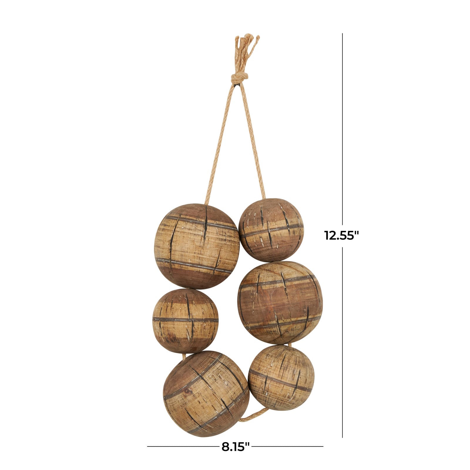 Distressed Brown Handmade Striped 6 Strung Buoy Wall Décor