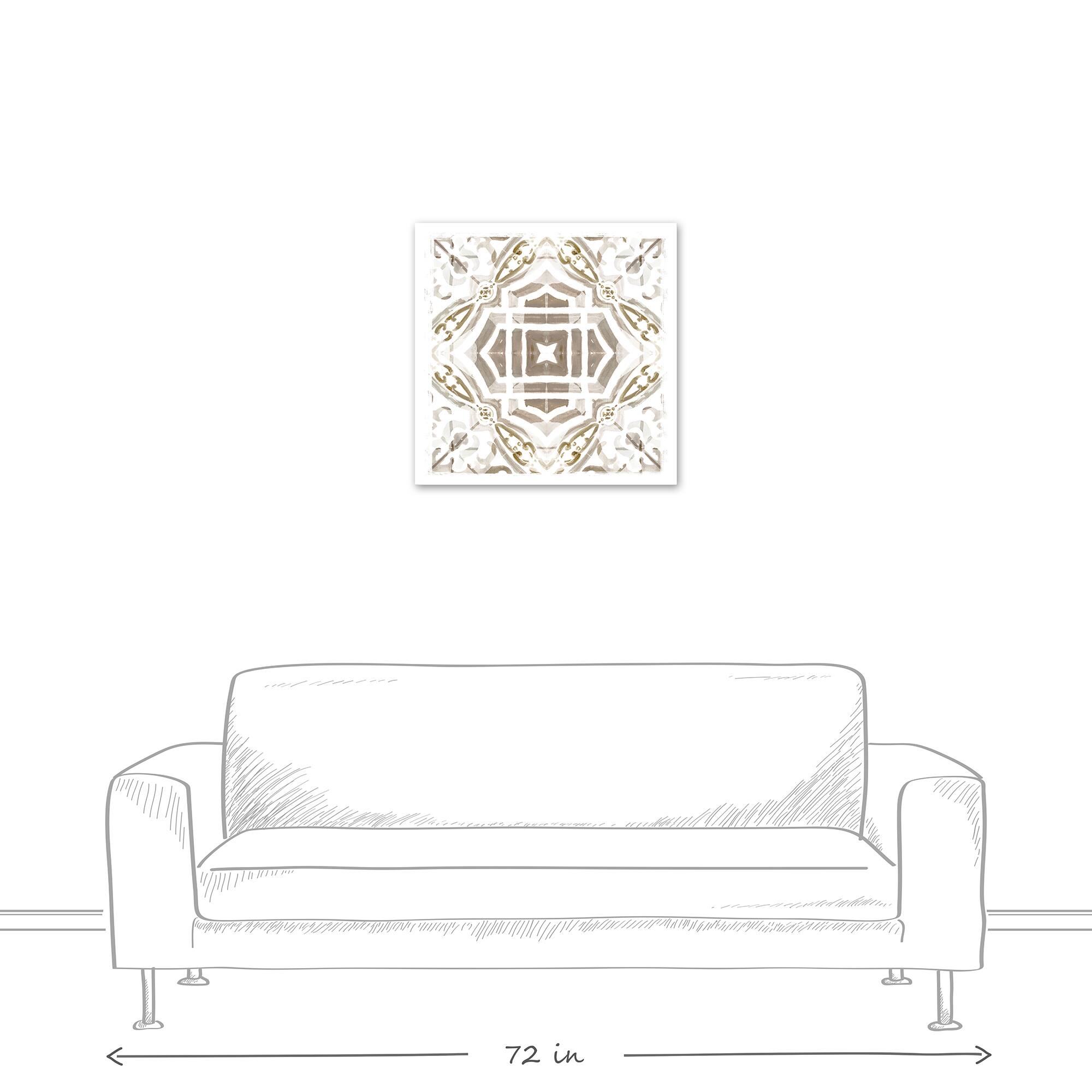 Gray And Gold Medallion 20" x 20" Canvas Wall Art