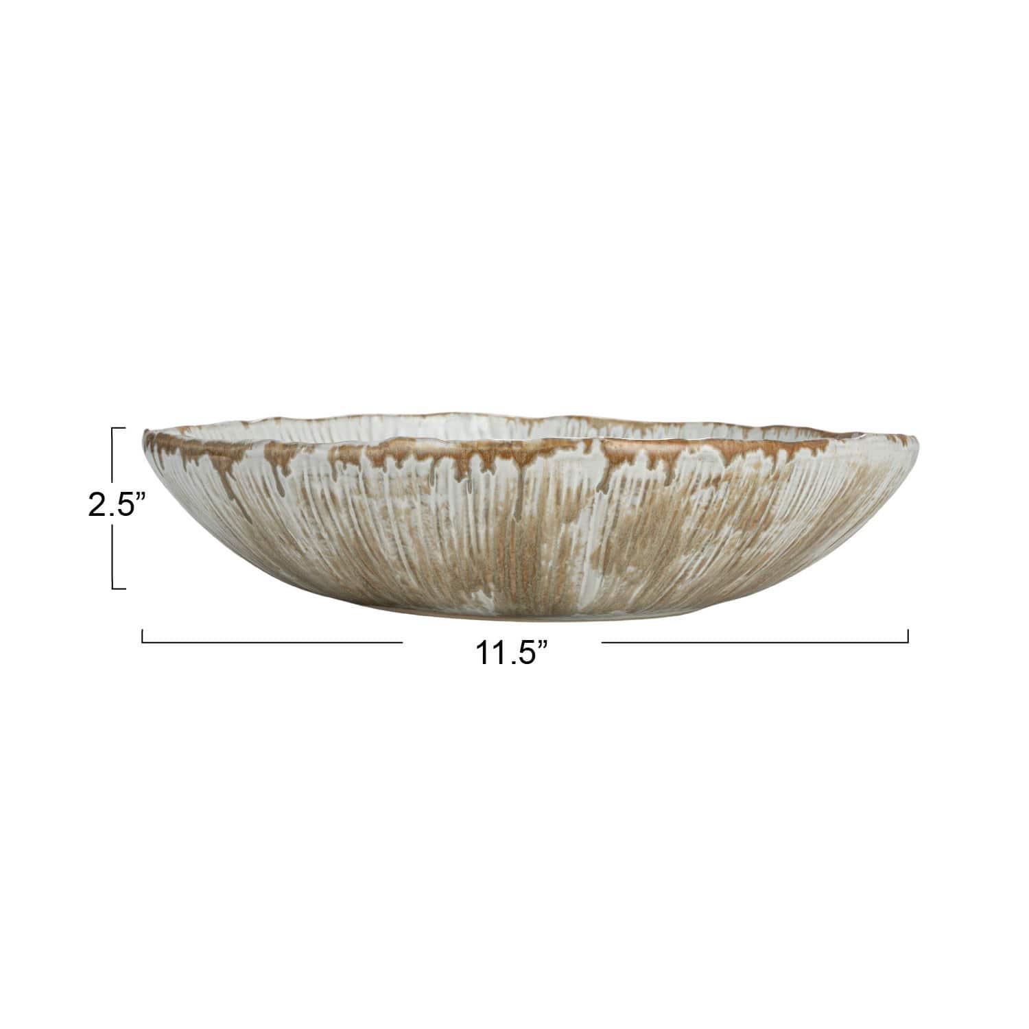 Hello Honey® 11.5" Green & White Stoneware Bowl with Reactive Crackle Glaze