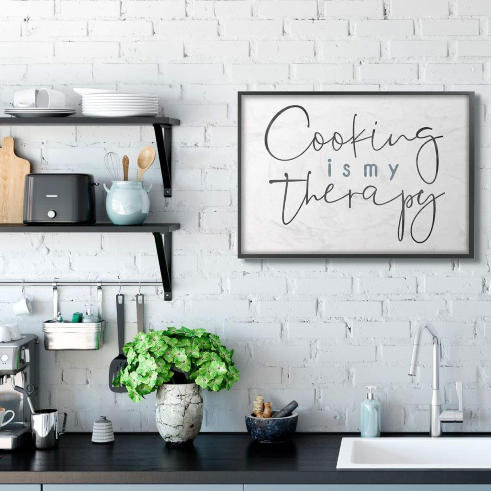 Stupell Industries Cooking Is My Therapy Framed Wall Art