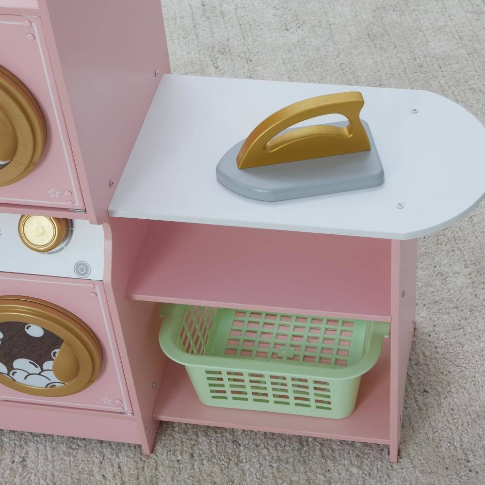 KidKraft Wooden Laundry Play Set with Stacking Washer & Dryer Toy & 4 Accessories