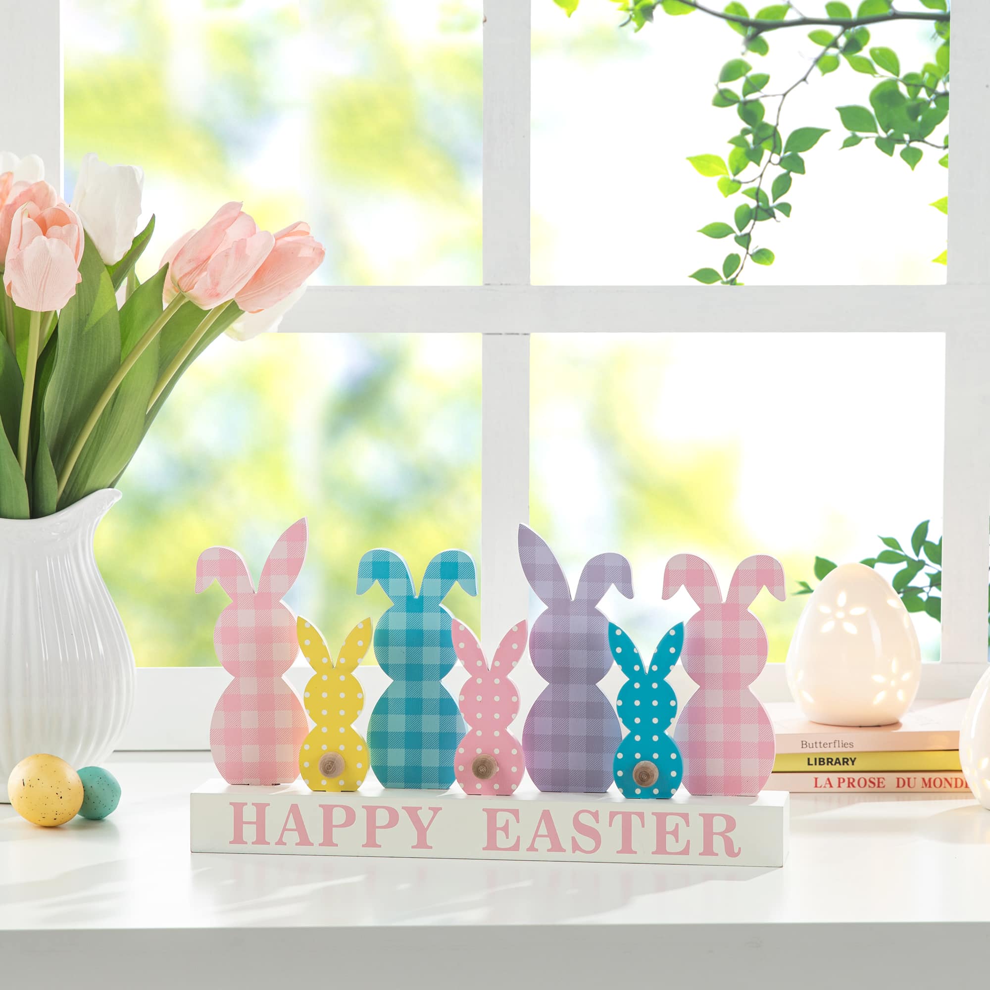 Glitzhome® 11.75" Easter Wooden Bunny Family Table Décor