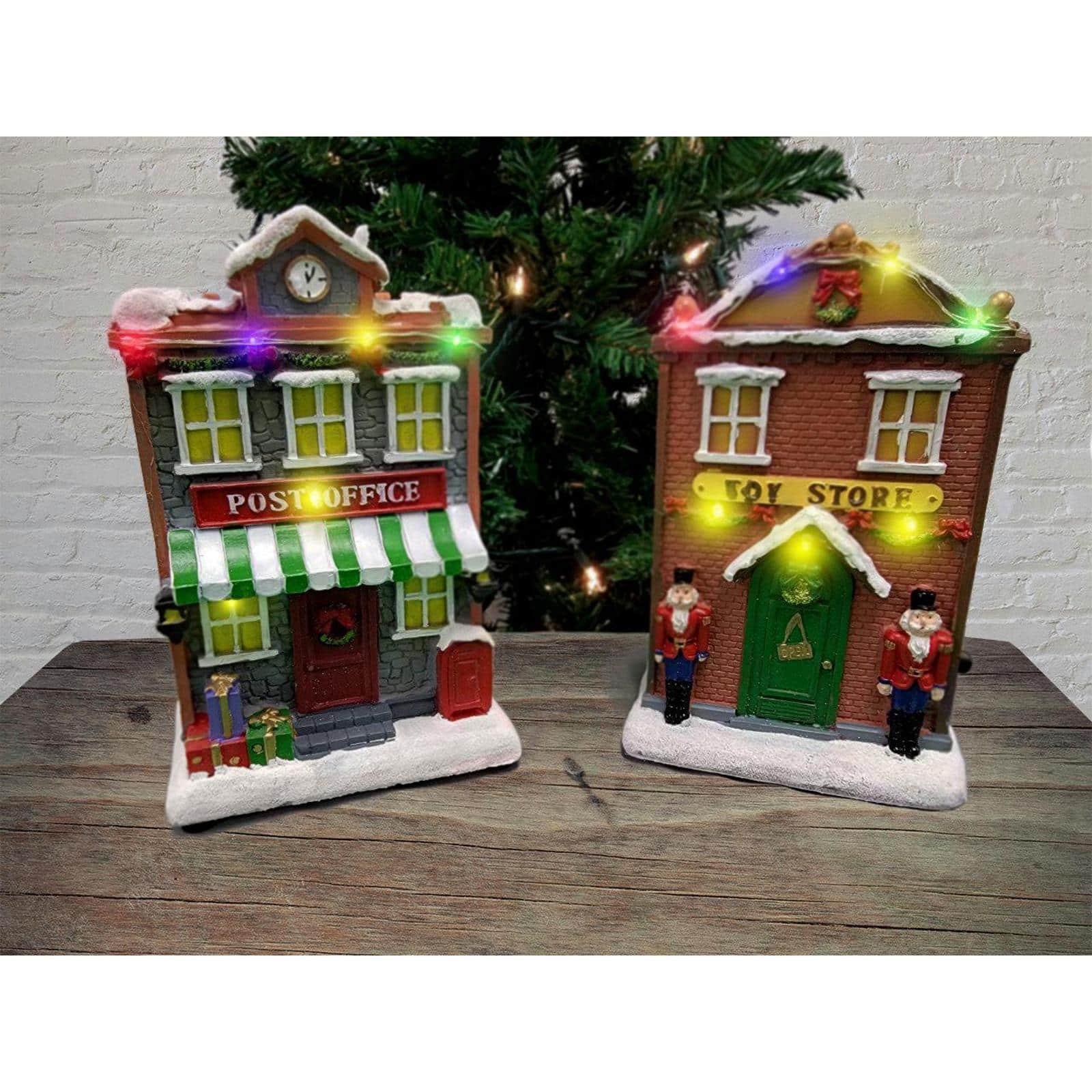 Wizardi 12" Christmas Village Toy Store with LED Lights