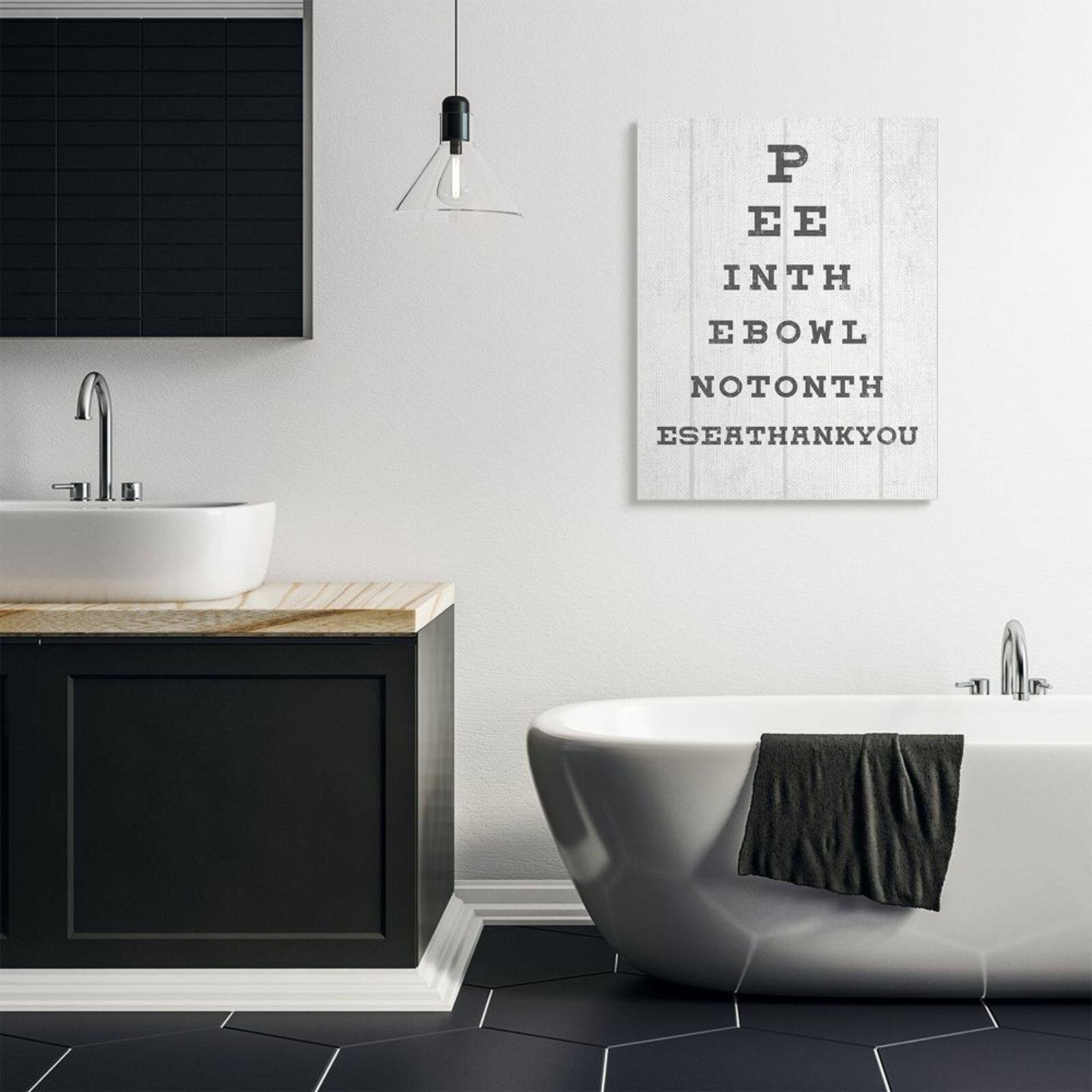 Stupell Industries Bathroom "Pee in the Bowl" Seeing Eye Chart Canvas Wall Art