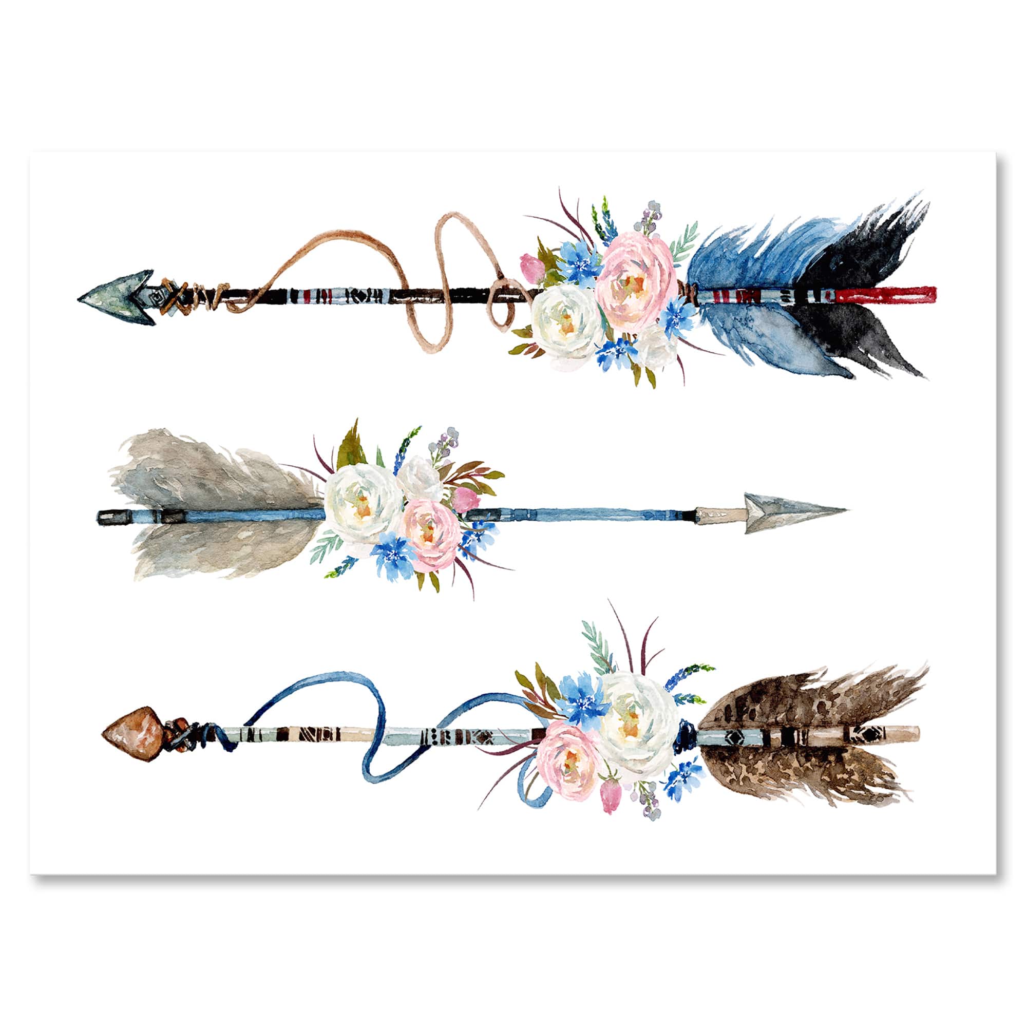 Designart - Ethnic Feathers and Flowers On Native Arrows I