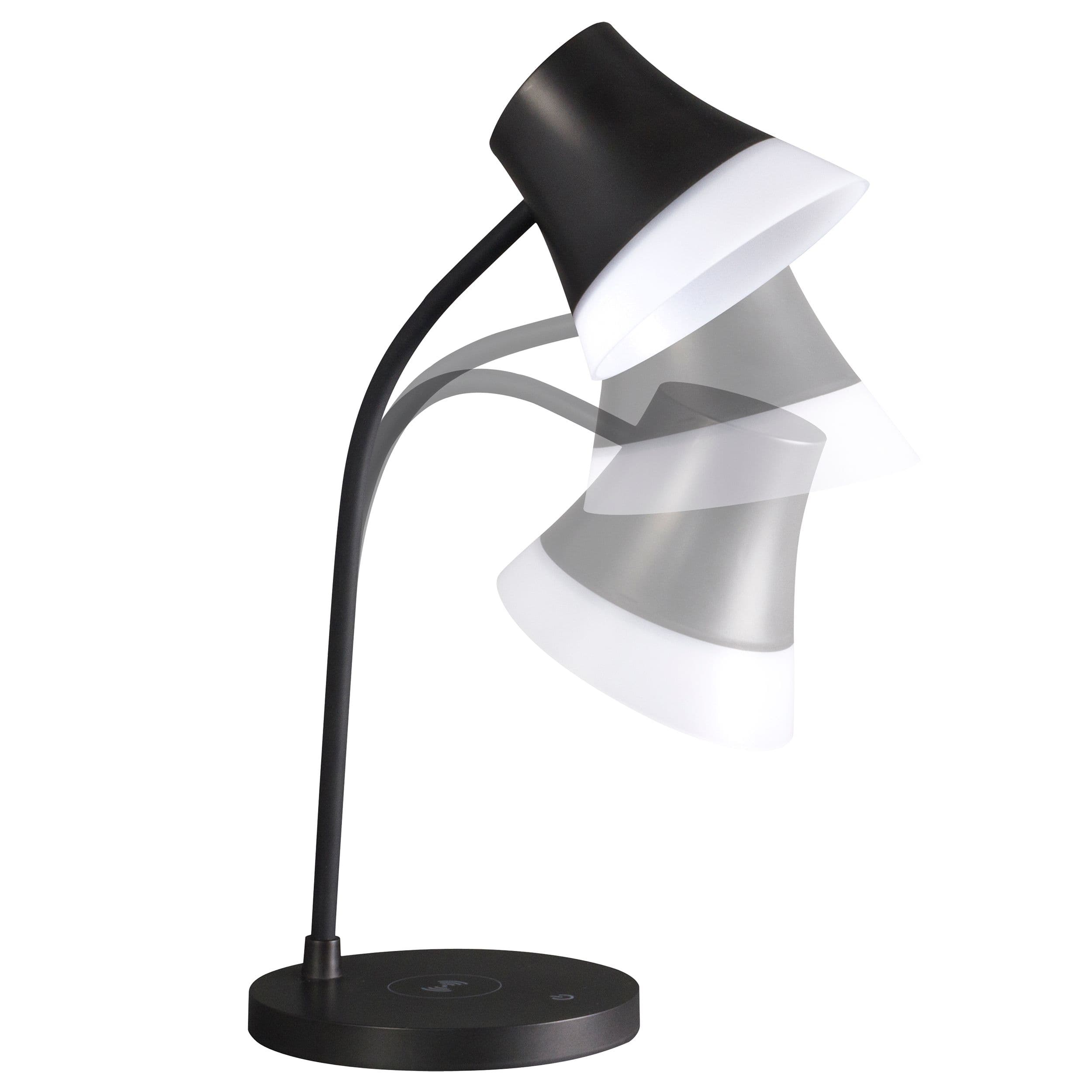 OttLite Wellness Series 17" Black Shine LED Desk Lamp with Wireless Charging