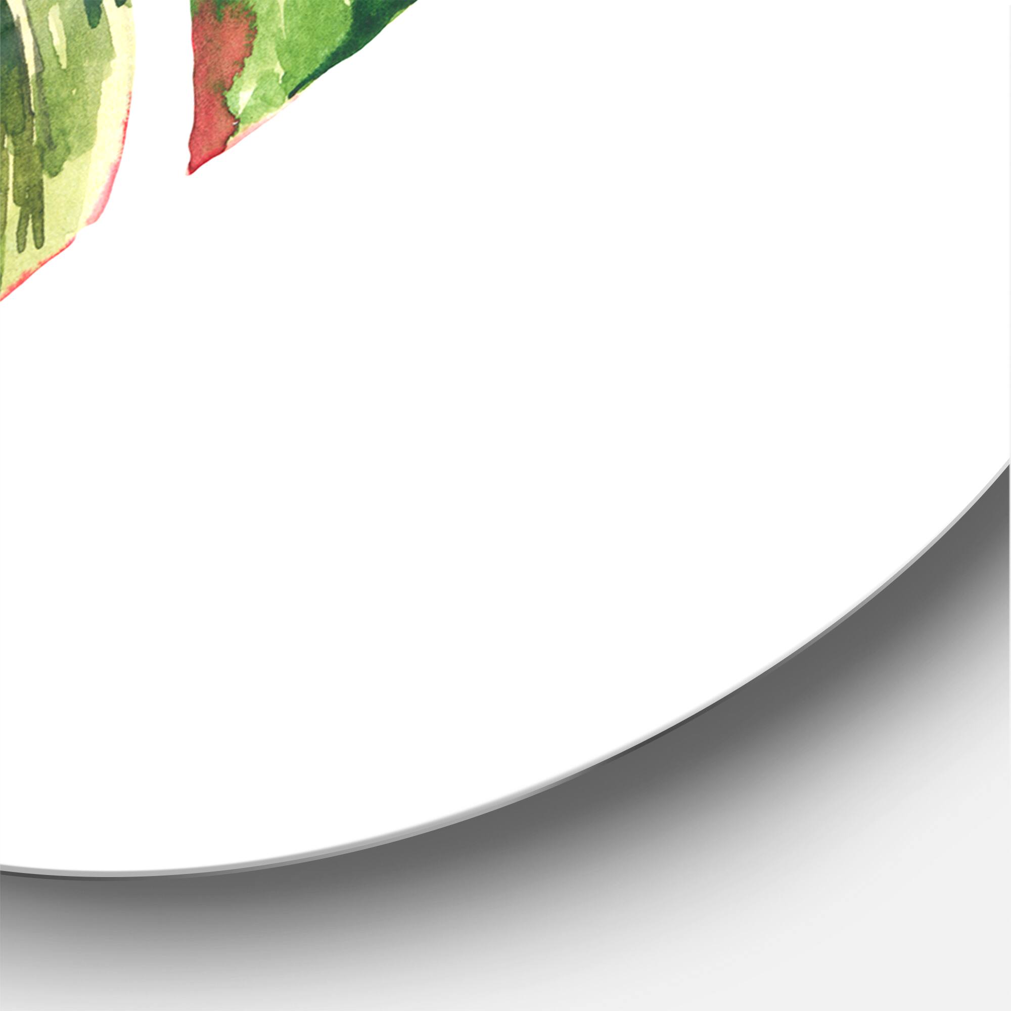 Designart - Tropical Green Leaves In Summer Times III - Tropical Metal Circle Wall Art