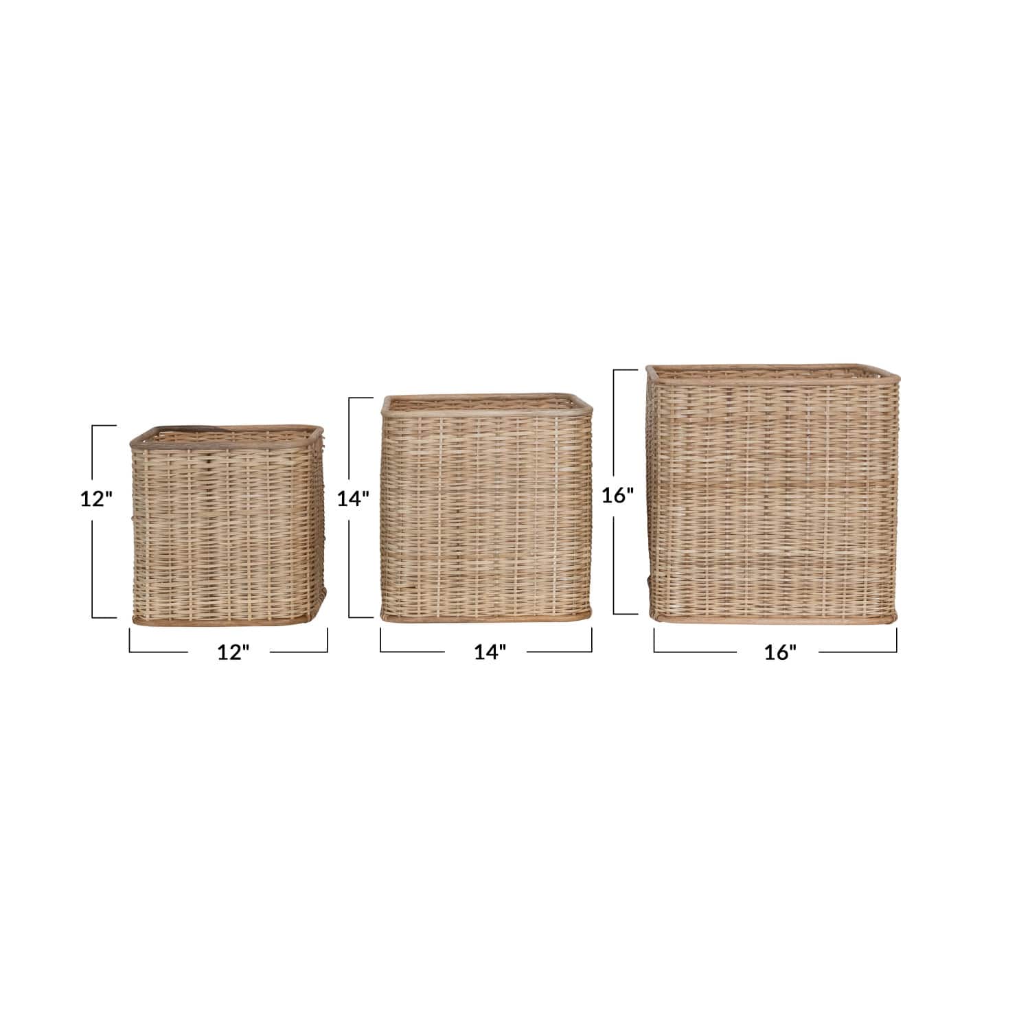 Hello Honey® Natural Handmade Palm & Rattan Basket Storage Set with Handles