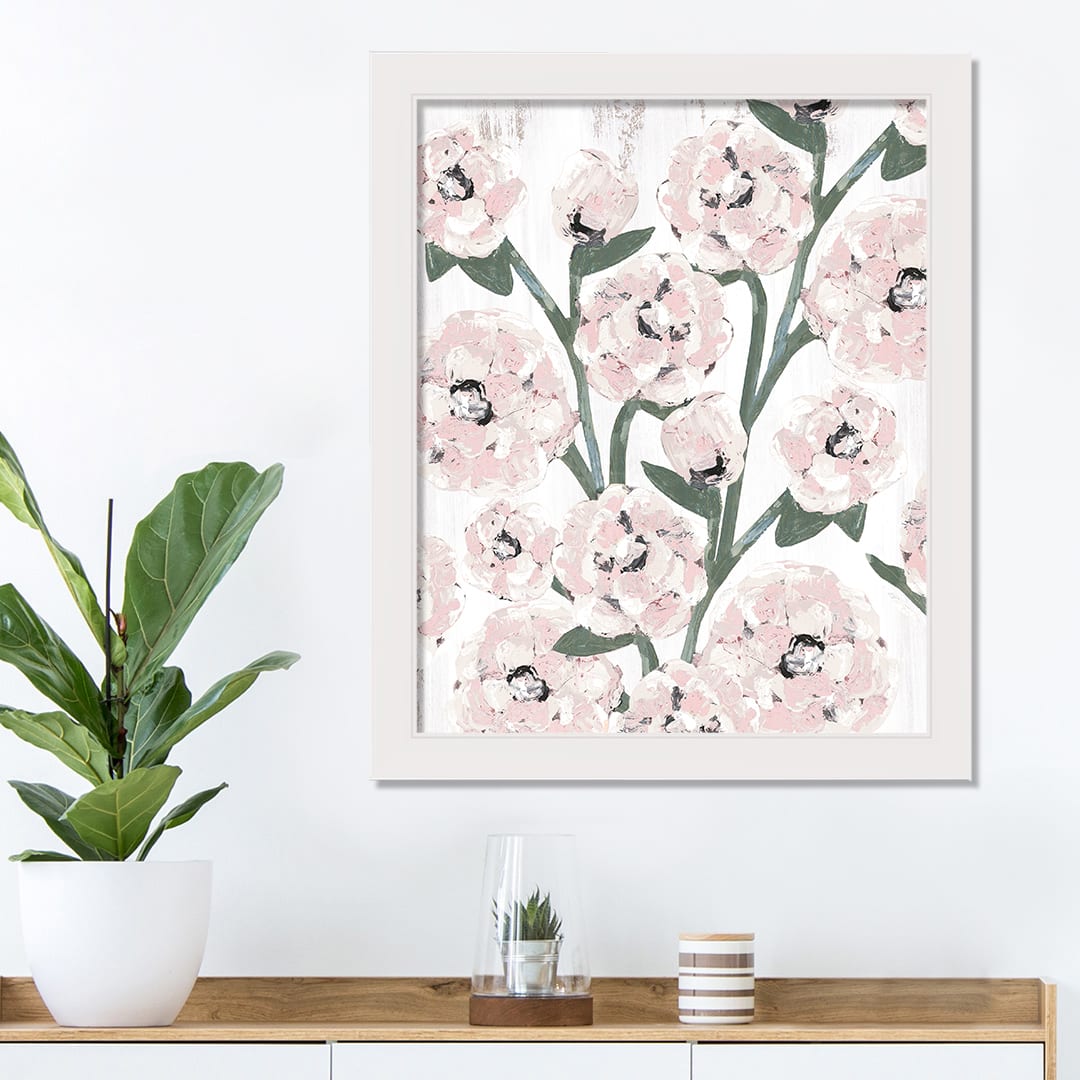 16" x 20" Farmhouse Floral Pattern White Framed Print Wall Art