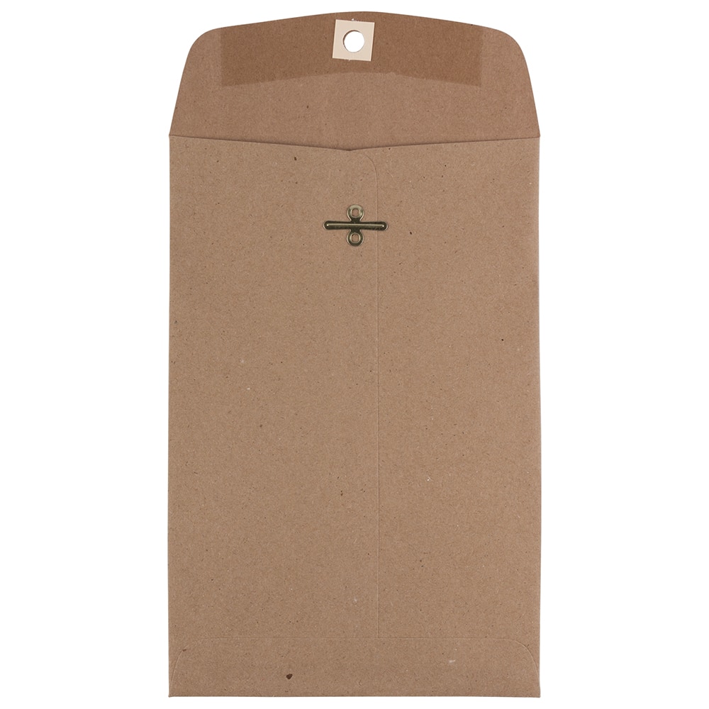 JAM Paper 6" x 9" Brown Kraft Paper Bag Premium Invitation Envelopes with Clasp Closure