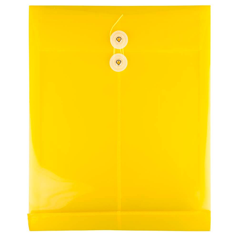 JAM Paper Letter Size Plastic Envelopes with Button & String Tie Closure