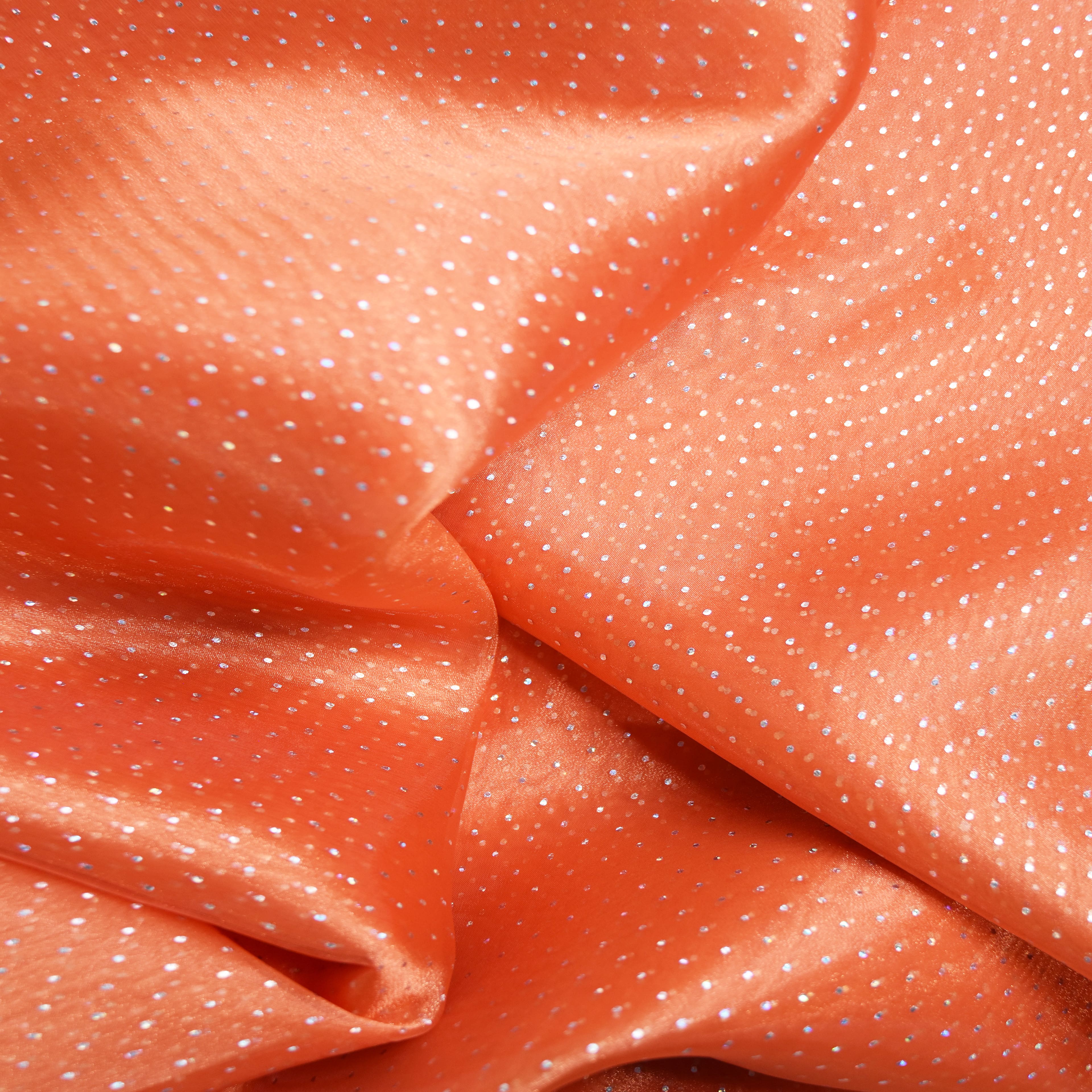 Feldman Orange with Silver Hologram Dots Organza