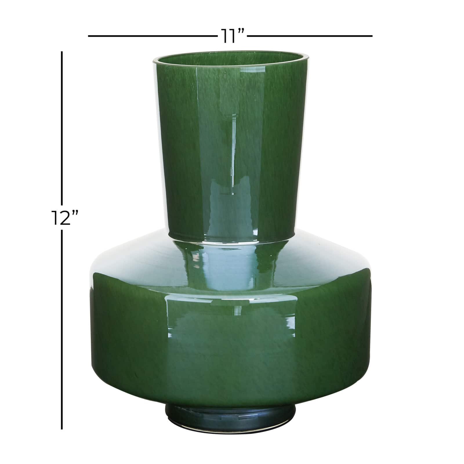 12" Jade Green Magician's Hat Modern Glass Vase