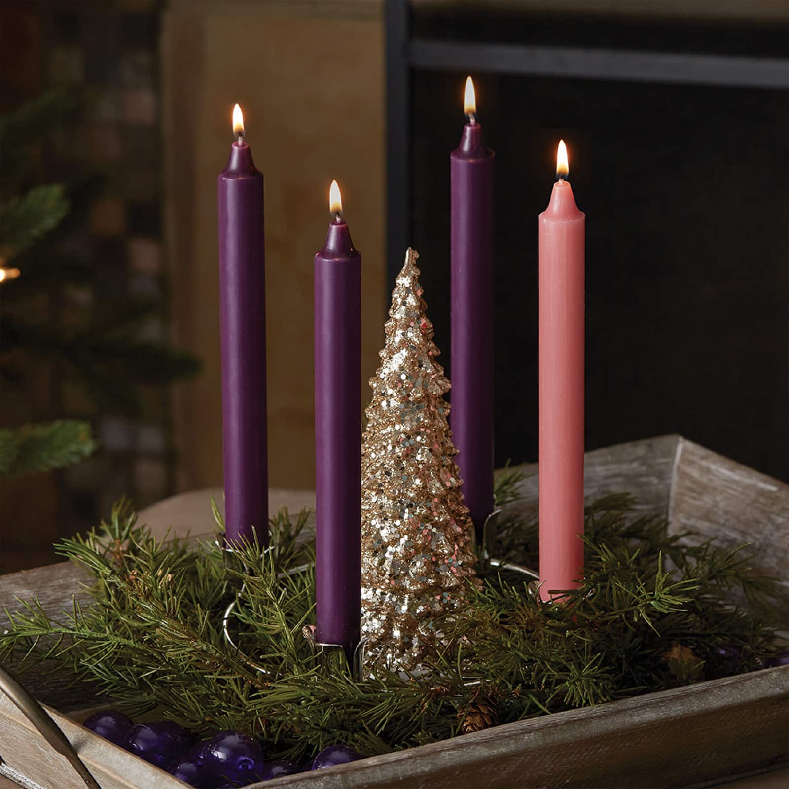 Root Candles 9" Unscented Advent Arista Taper Candles, 4ct.