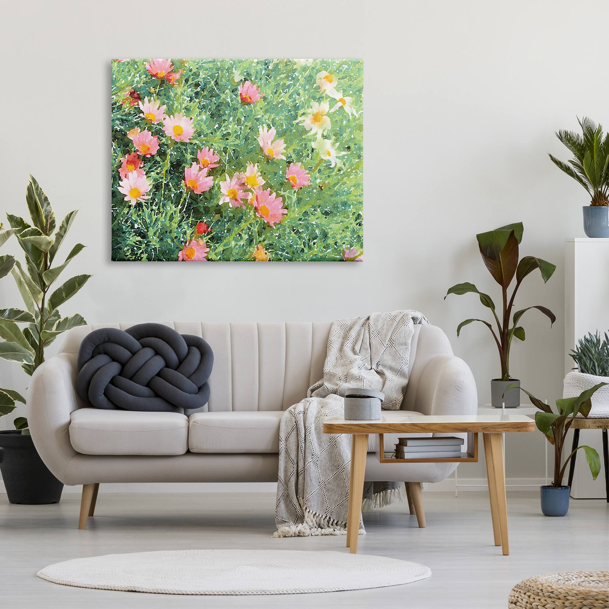 Stupell Industries Impressionistic Pink Carnations In Green Field Canvas Wall Art