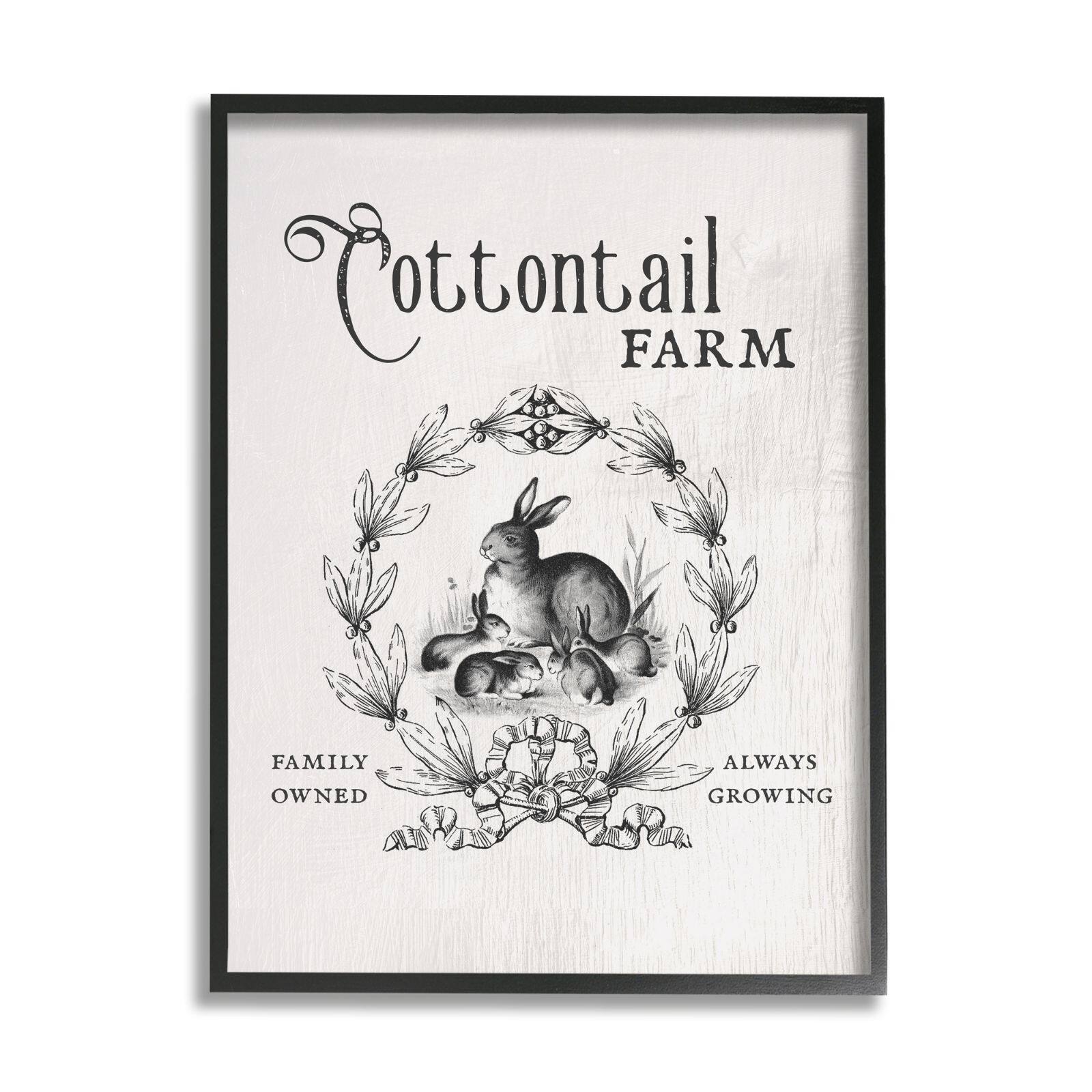 Stupell Industries Cottontail Farm Vintage Advertisement Rabbit Family Country Illustration Framed Wall Art
