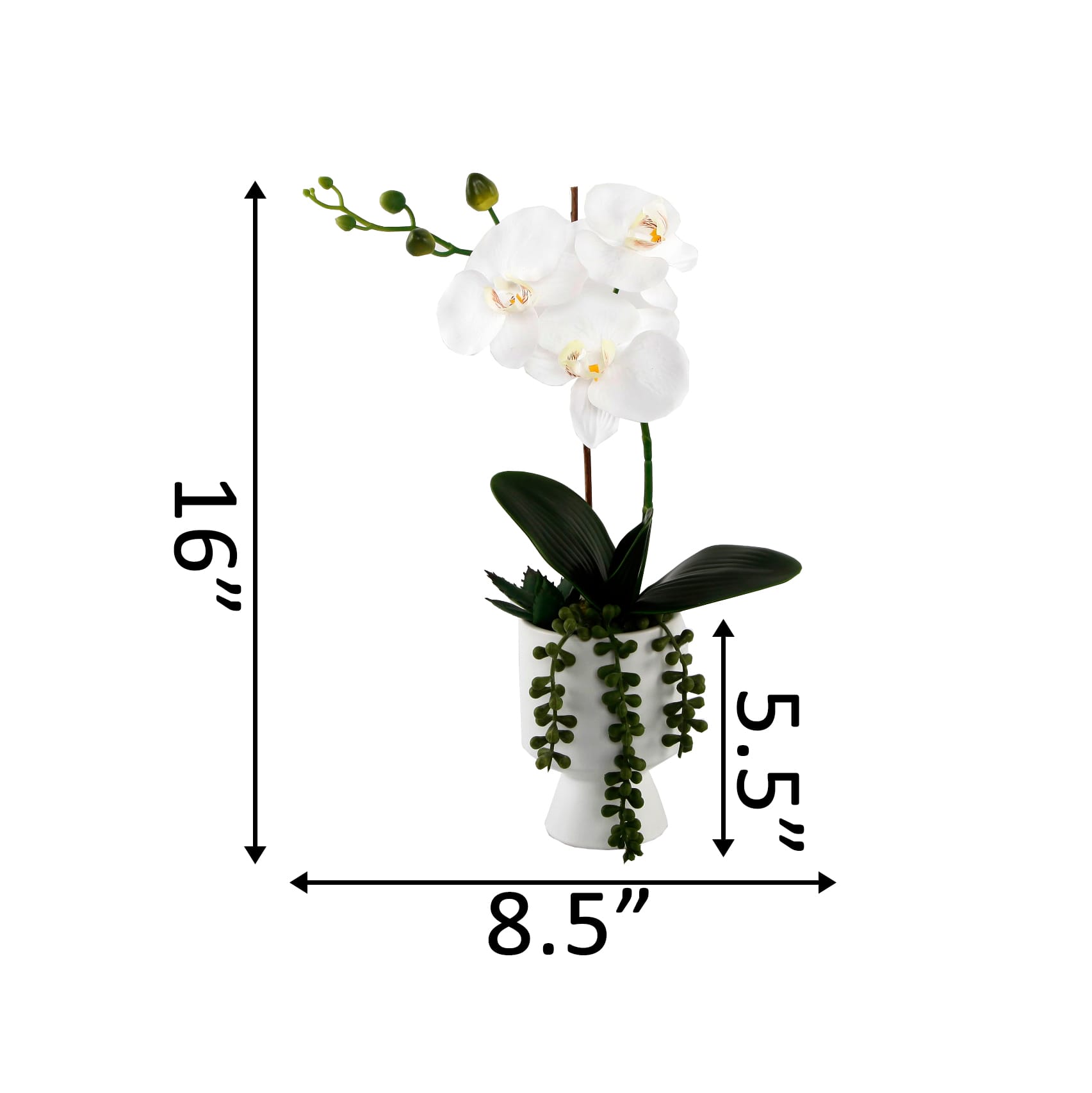 Flora Bunda® 16" Real- Touch Orchid In Ceramic Pot