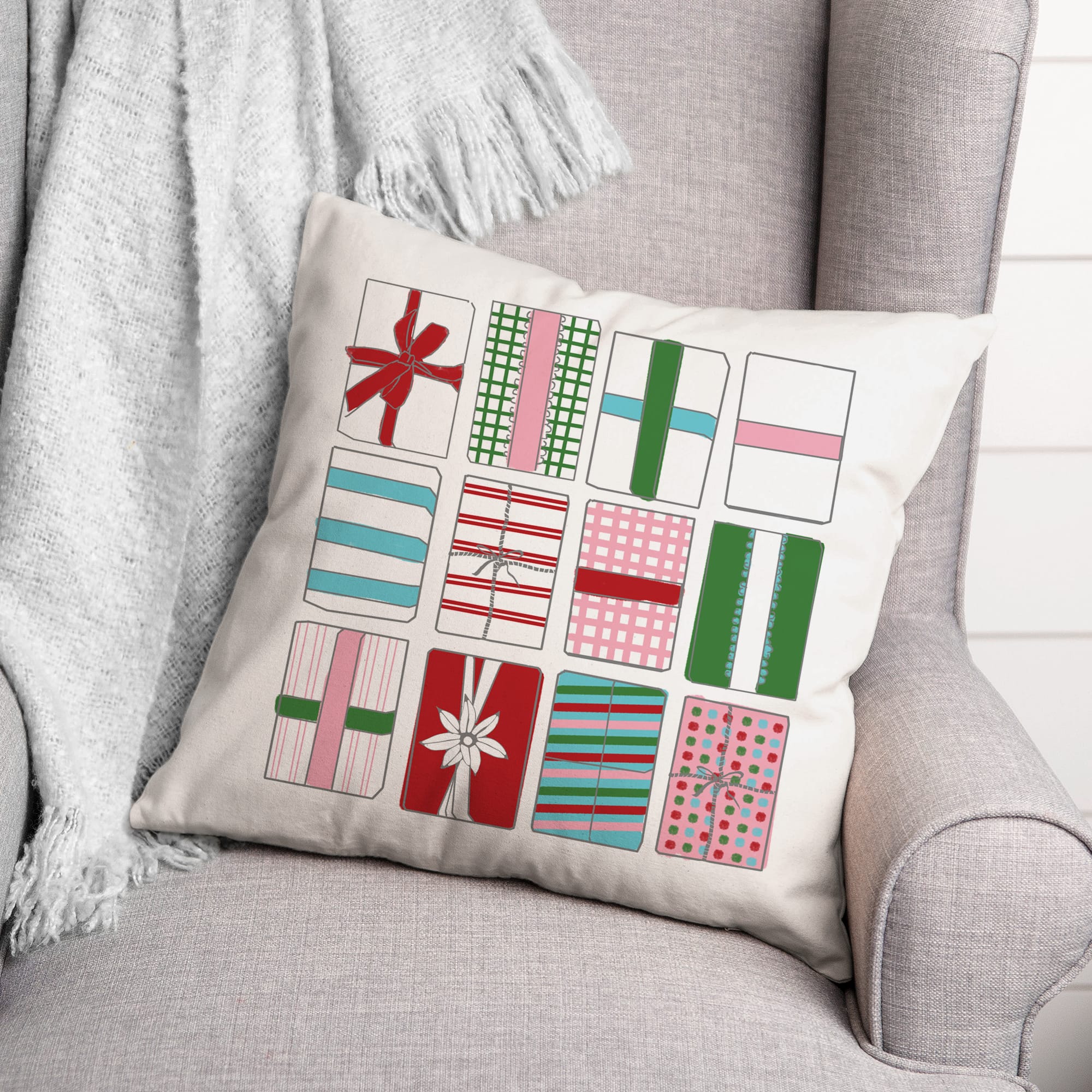 Gift Boxes 18x18 Throw Pillow