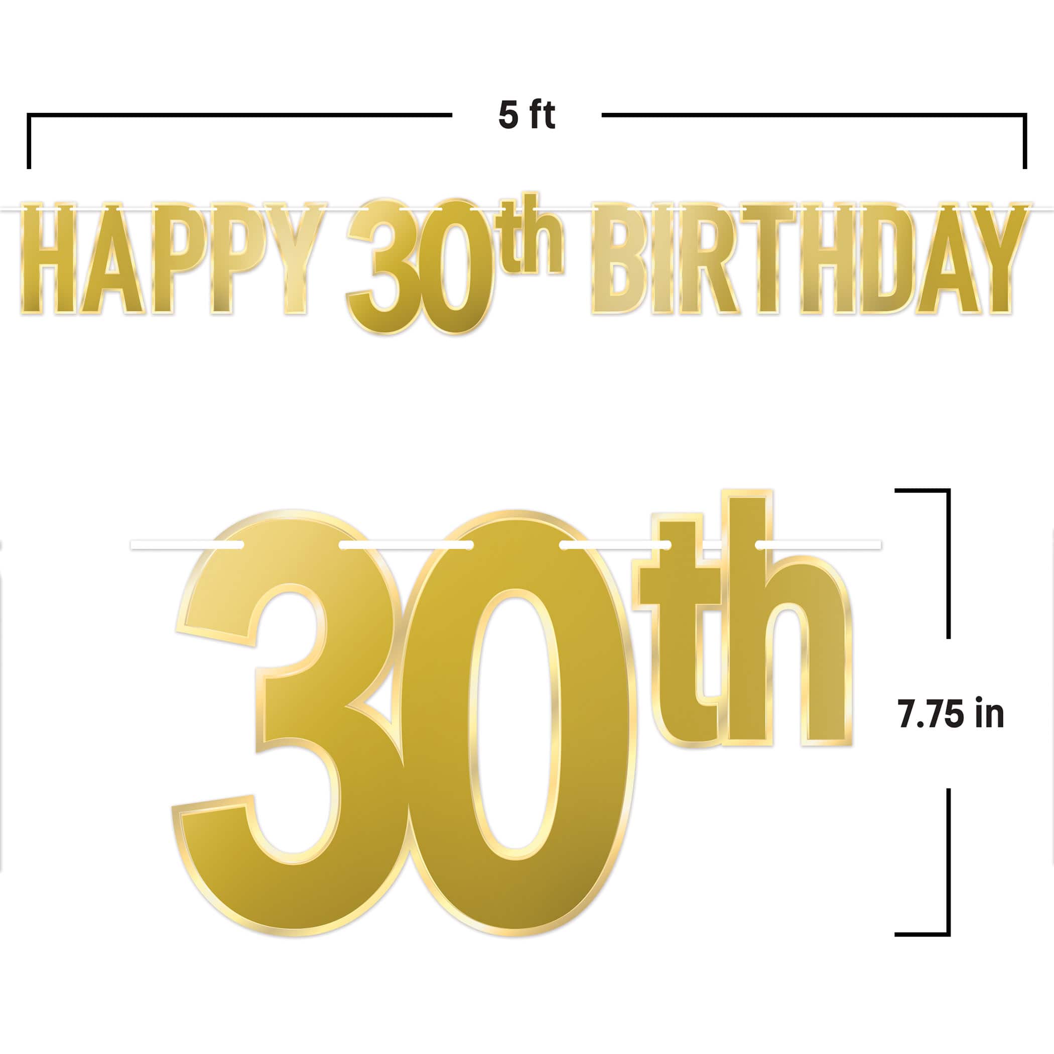 Beistle 7.75" x 5ft. Gold Foil Happy 30th Birthday Streamers, 2ct.
