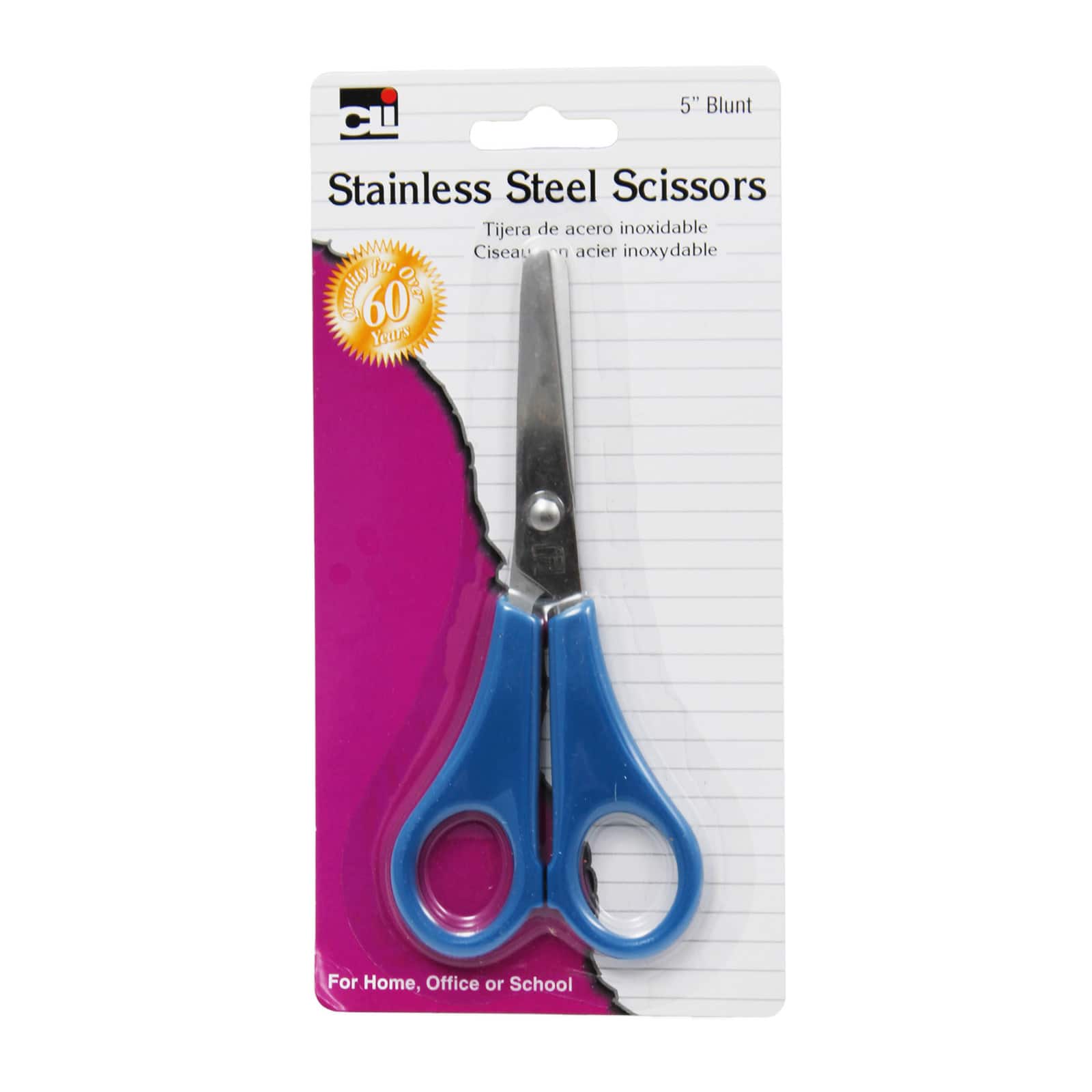 Charles Leonard Stainless 5" Steel Blunt Tip Scissors, Blue, 24ct.