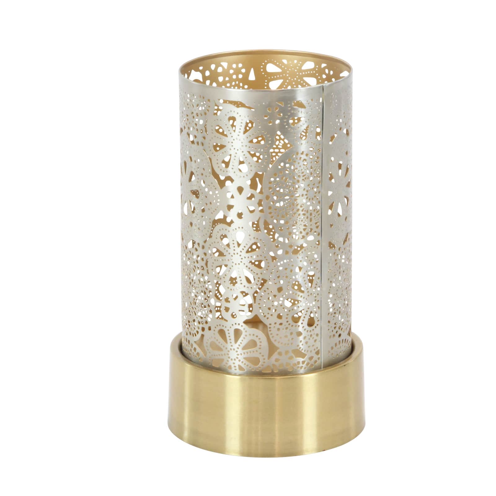 Set of 2" Gold Metal Eclectic Lantern, 8", 10"