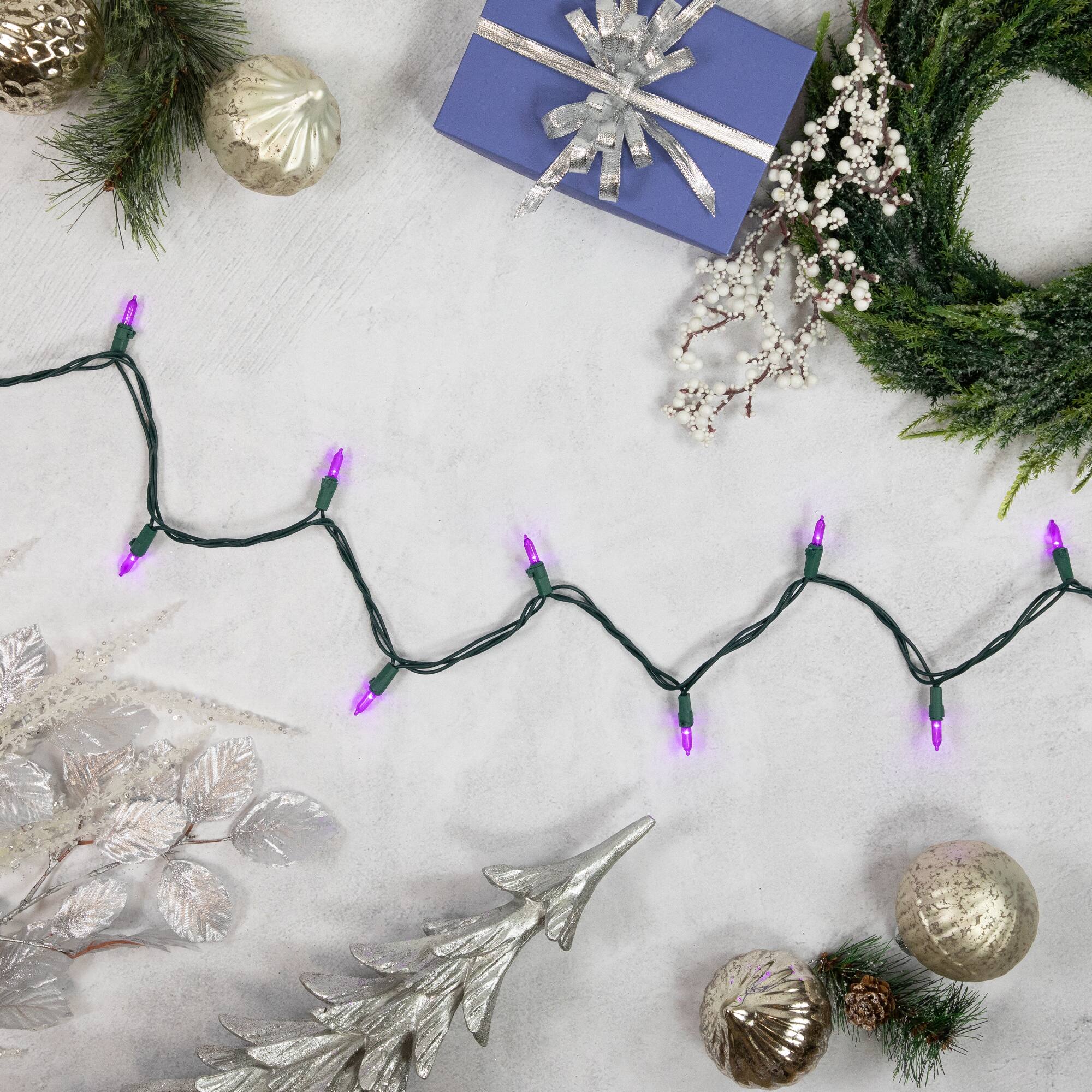 50ct. LED Mini Christmas String Lights with Green Wire