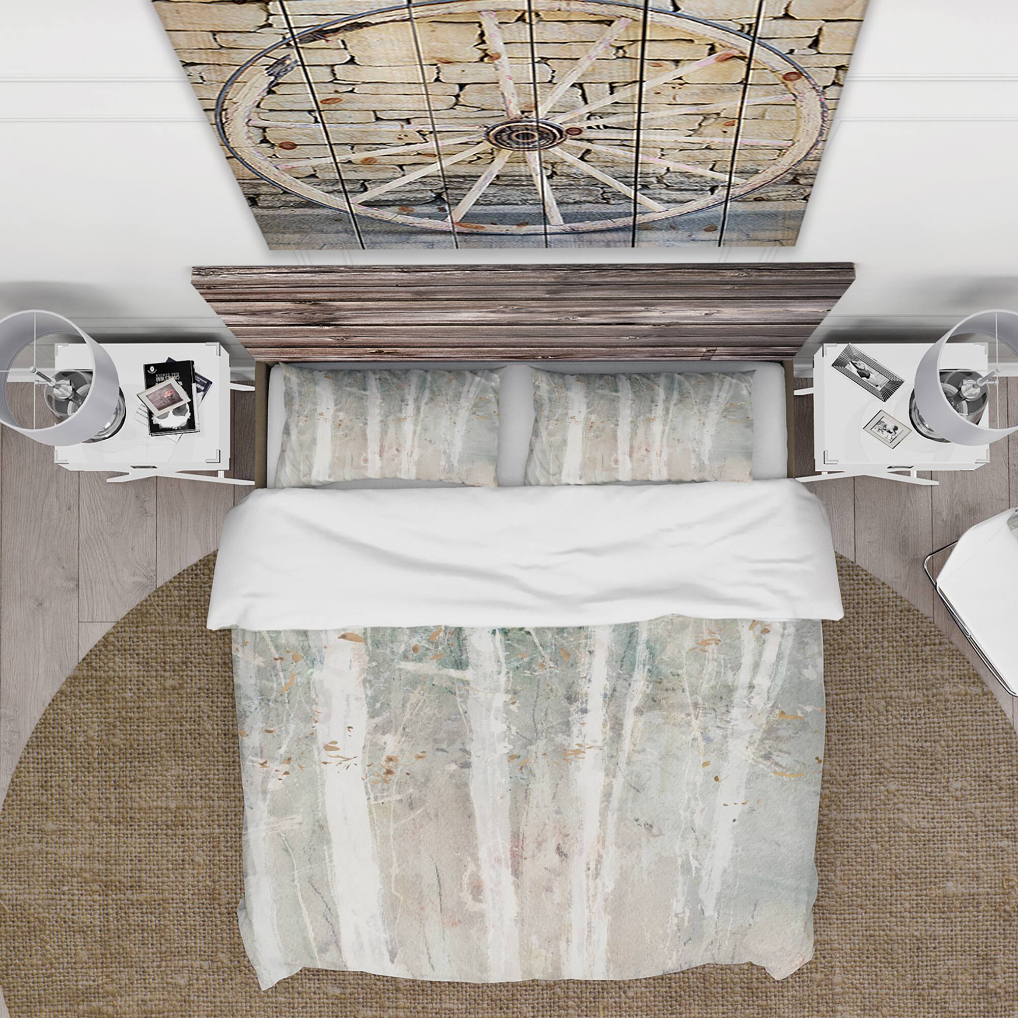 Designart 'A Woodland Walk into the Forest V' Farmhouse Bedding Set - Duvet Cover & Shams