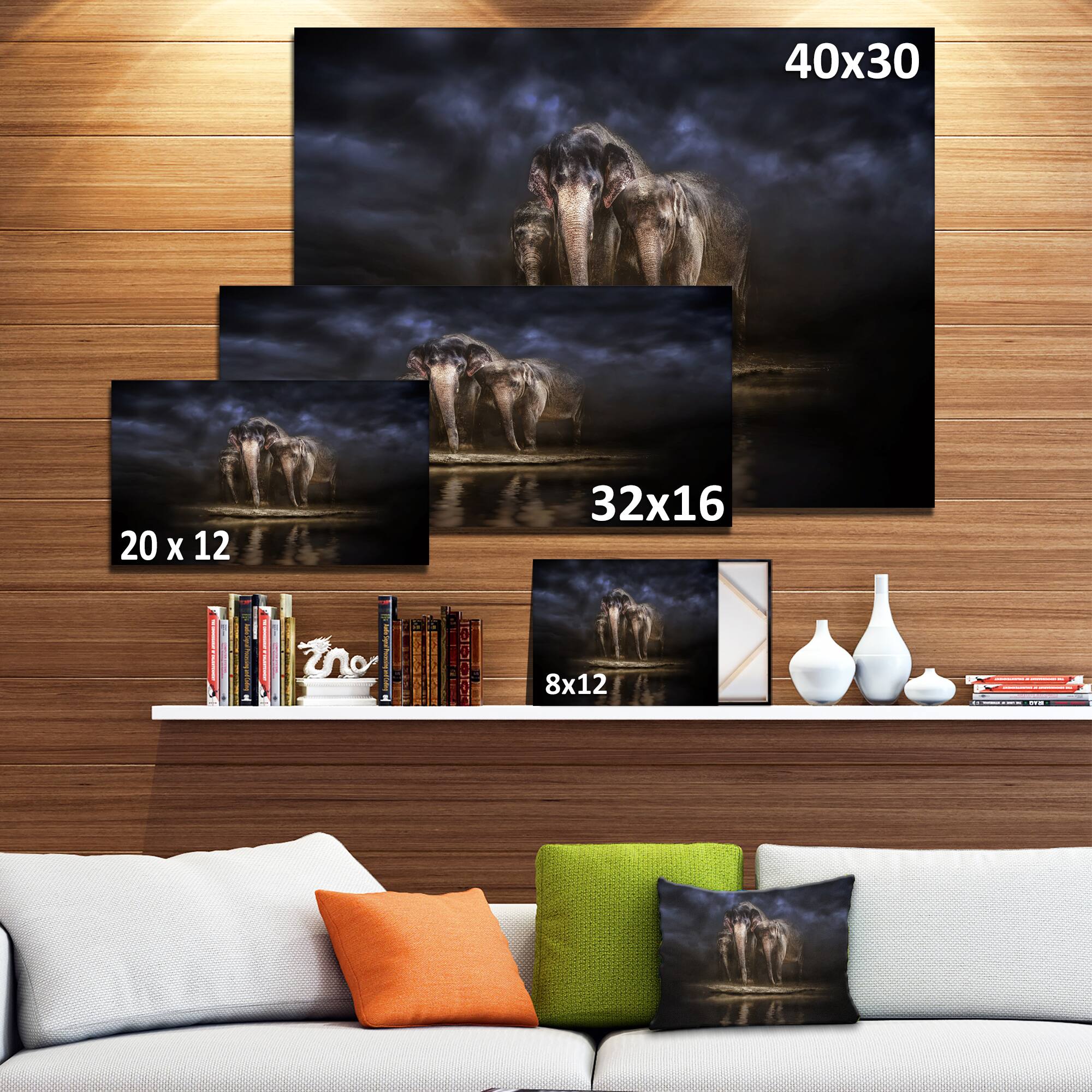 Designart - Elephants Watering in the River