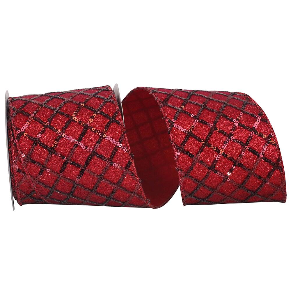 JAM Paper 4" x 5yd. Shimmer Deluxe Wired Sequin Glimmer Lattice Ribbon
