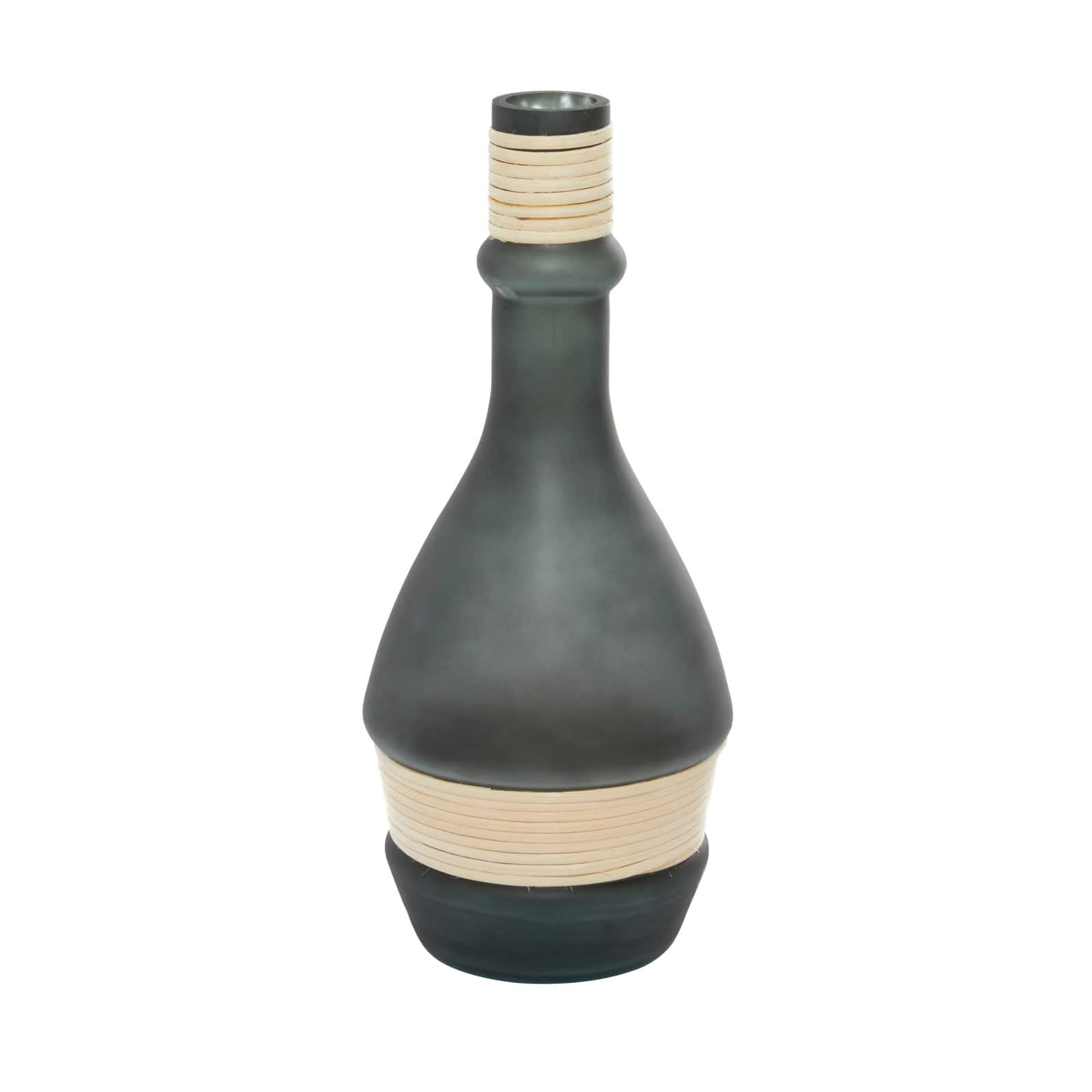 16" Green Contemporary Glass Vase