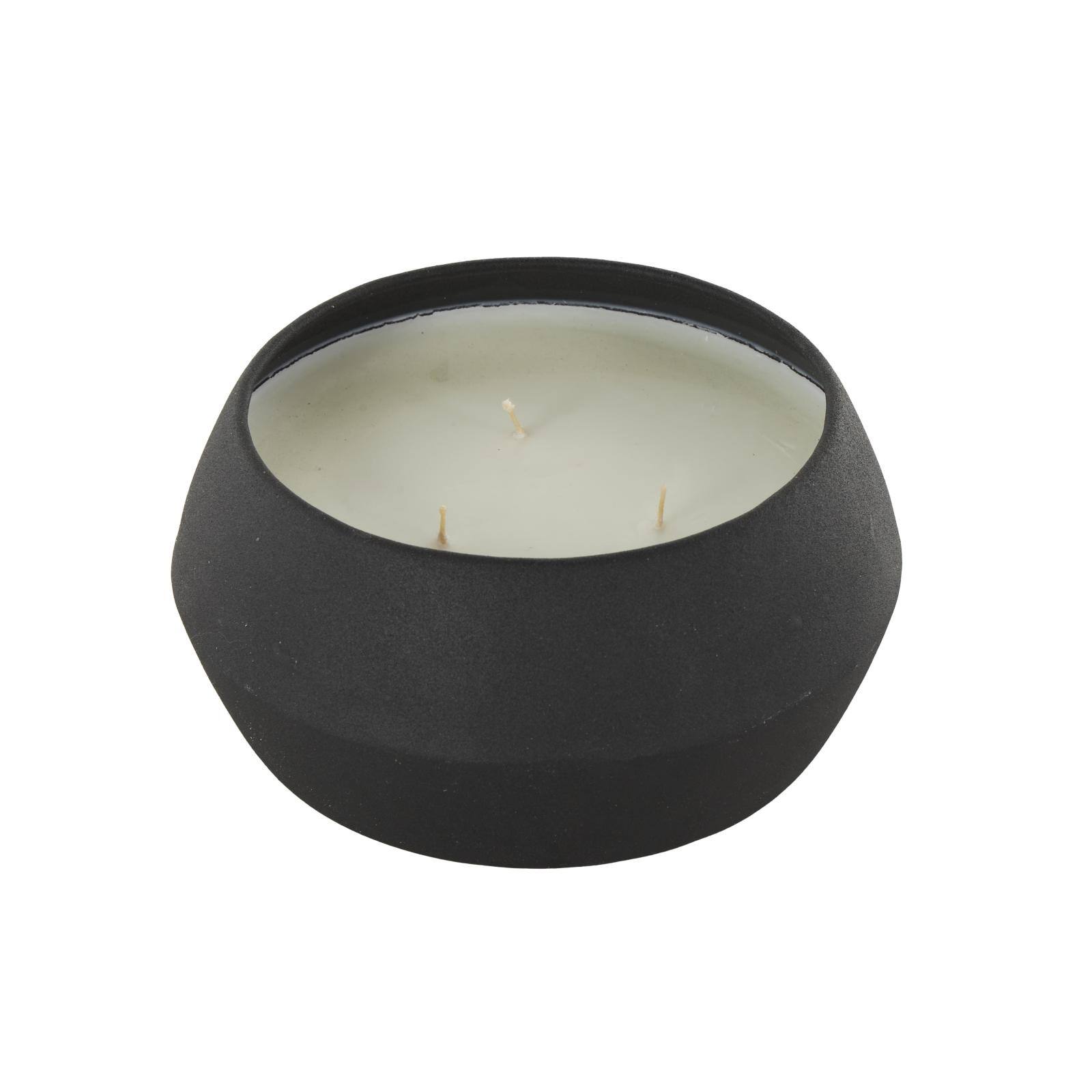 Ivory and Iris 30oz. Black with White Wax 3 Wick Creamy Vanilla Swirl Scented Textured Metal Candle