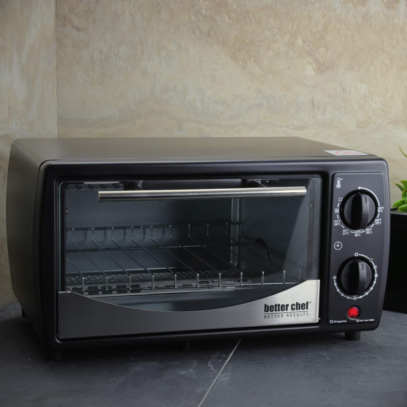 Better Chef 9L Black with Stainless Steel Front Toaster Oven Broiler