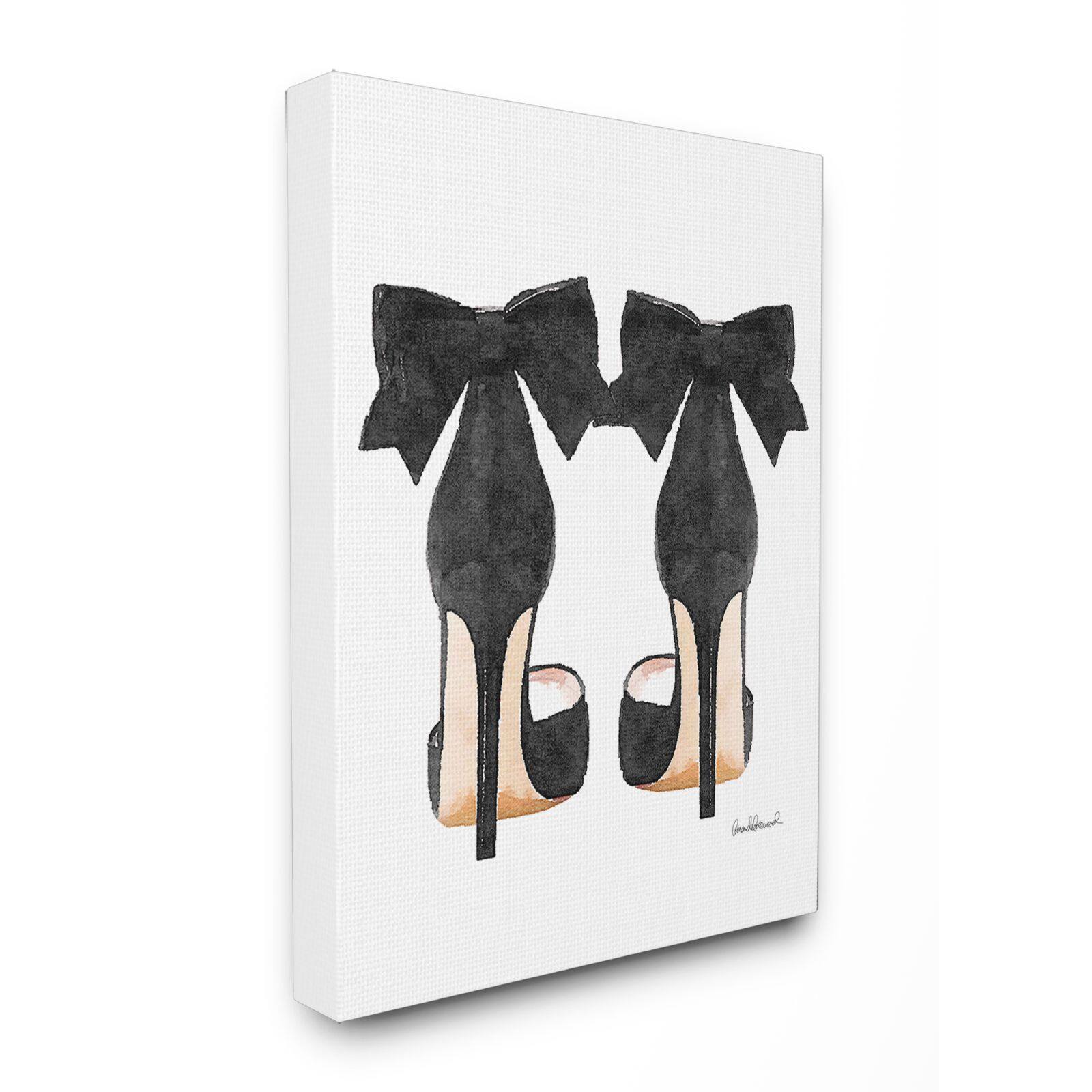 Stupell Industries Black Heels with Bows Canvas Wall Art