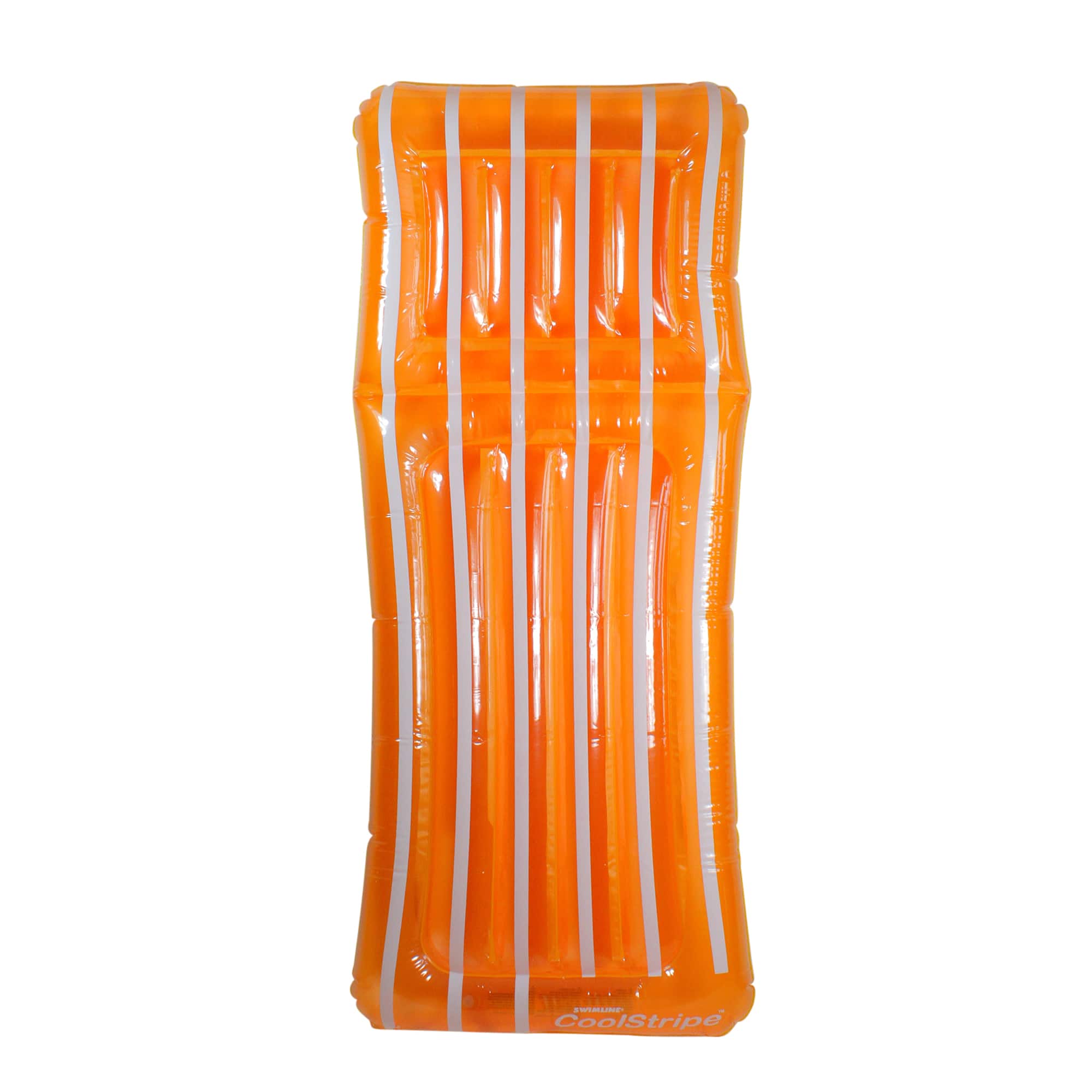 72" Orange & White Transparent Cool Stripe Inflatable Swimming Pool Mattress Float
