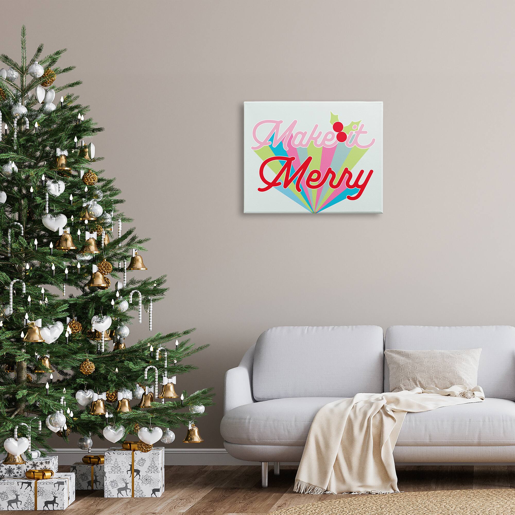 Stupell Industries Make It Merry Bold Christmas Stripes Canvas Wall Art