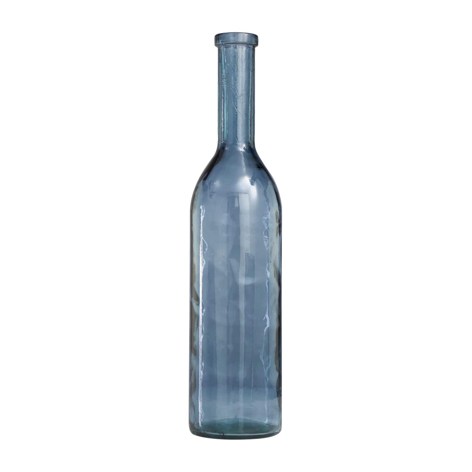 30" Blue Recycled Glass Tall Spanish Bottleneck Vase