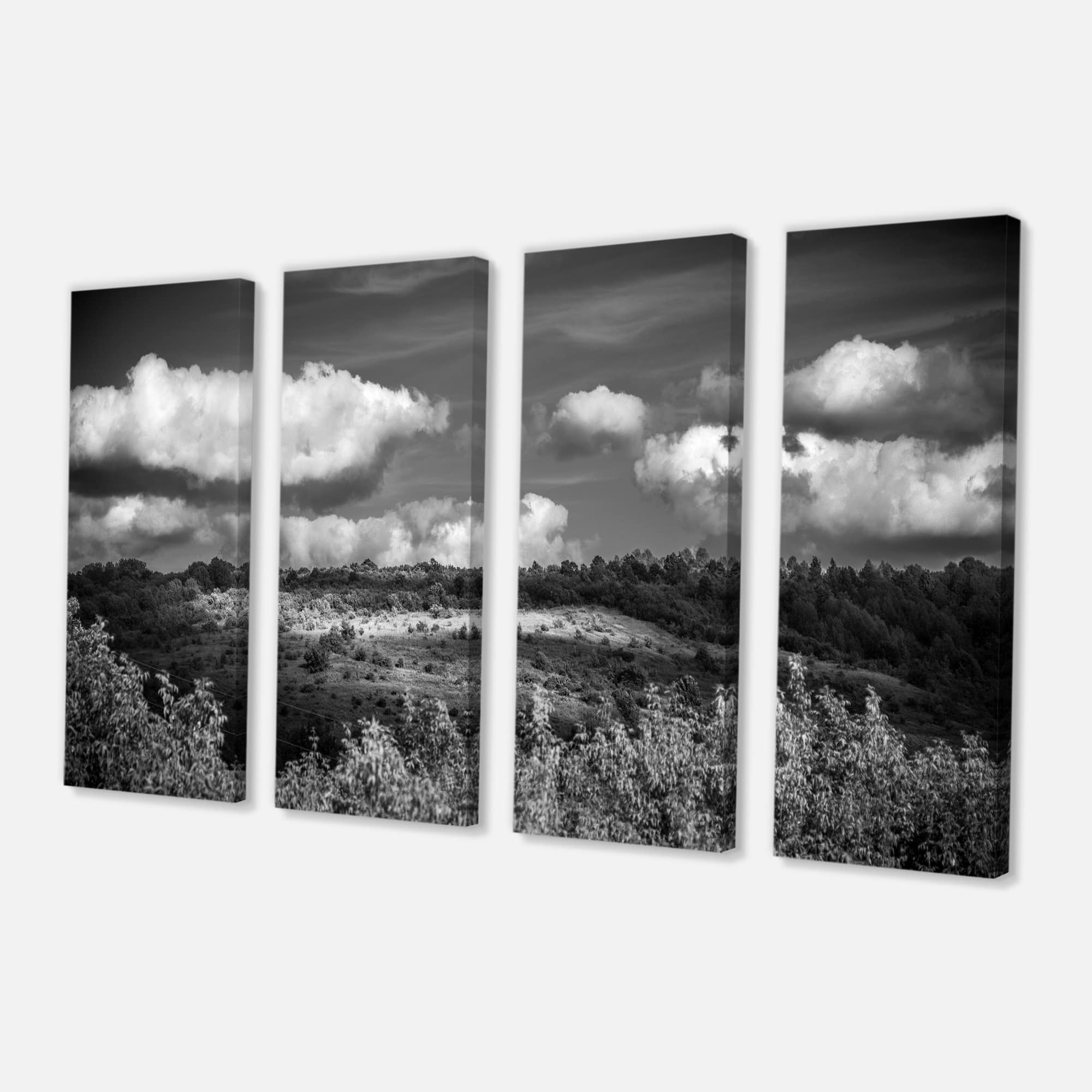 Designart - Green Hills under Cloudy Sky - Extra Large Wall Art Landscape