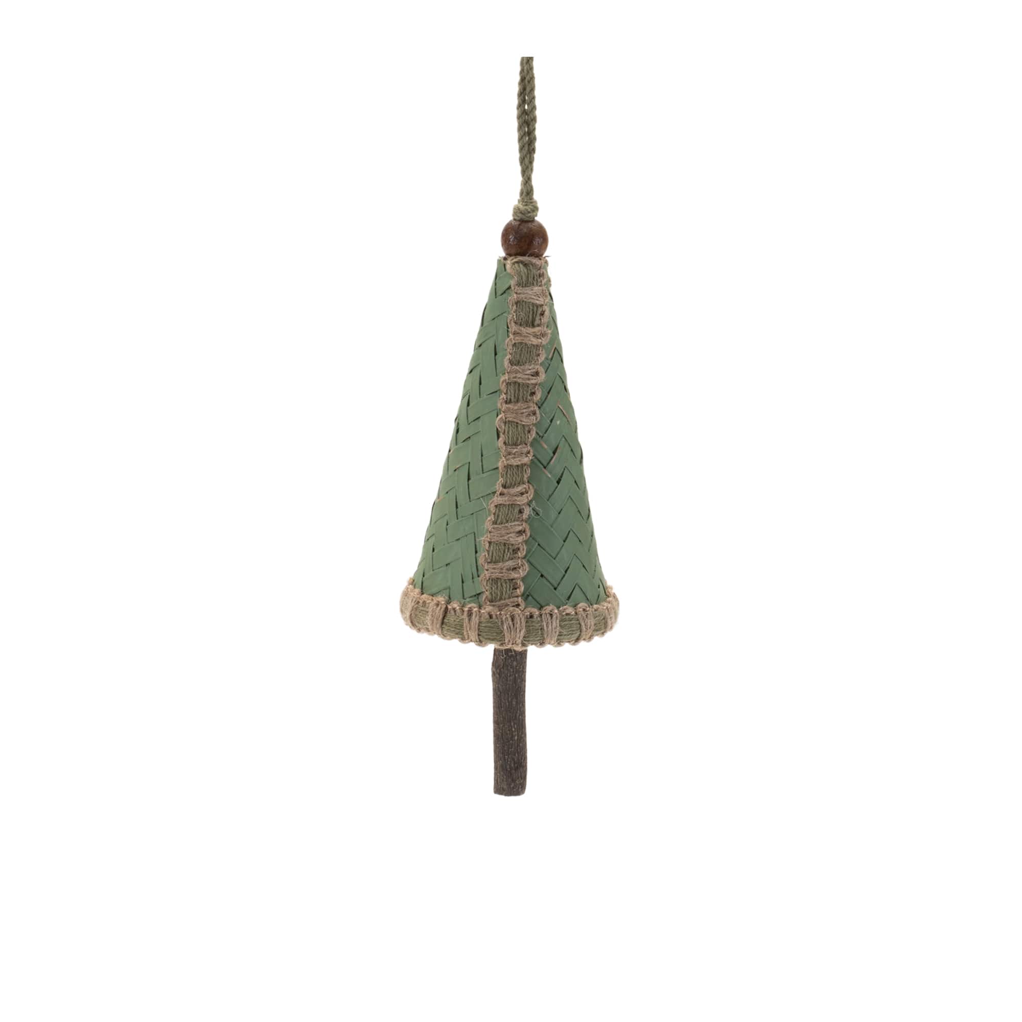 Woven Bamboo Pine Tree Ornament, 4ct.