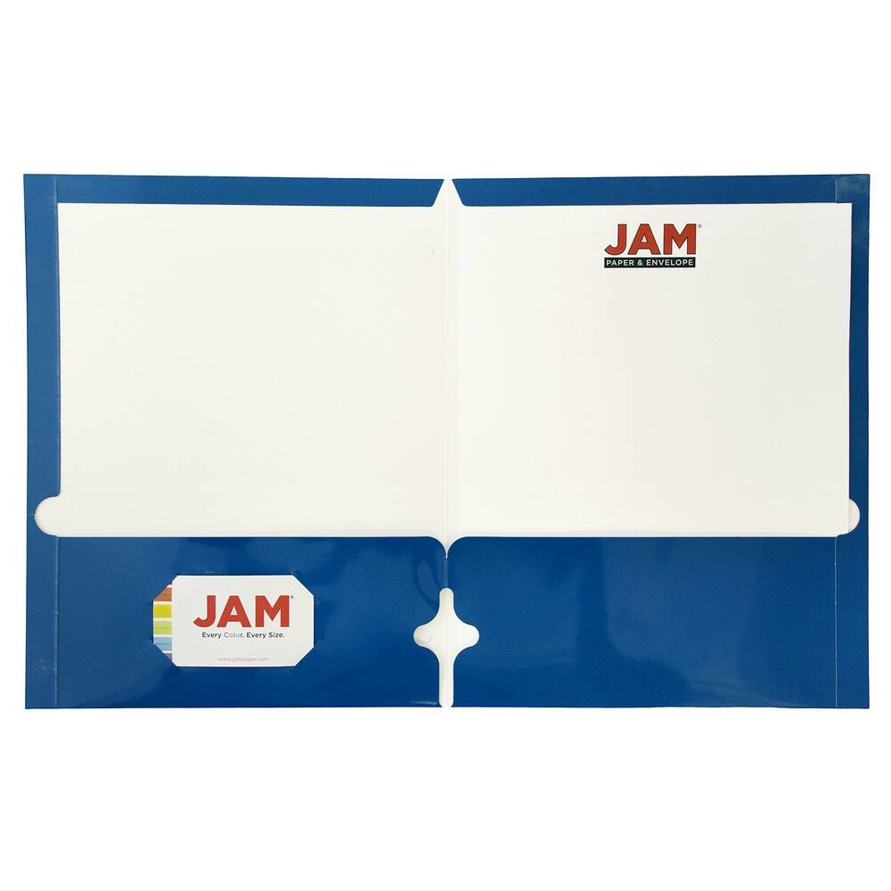 JAM Paper Laminated 2-Pocket Glossy 3-Hole Punch School Folders, 6ct.