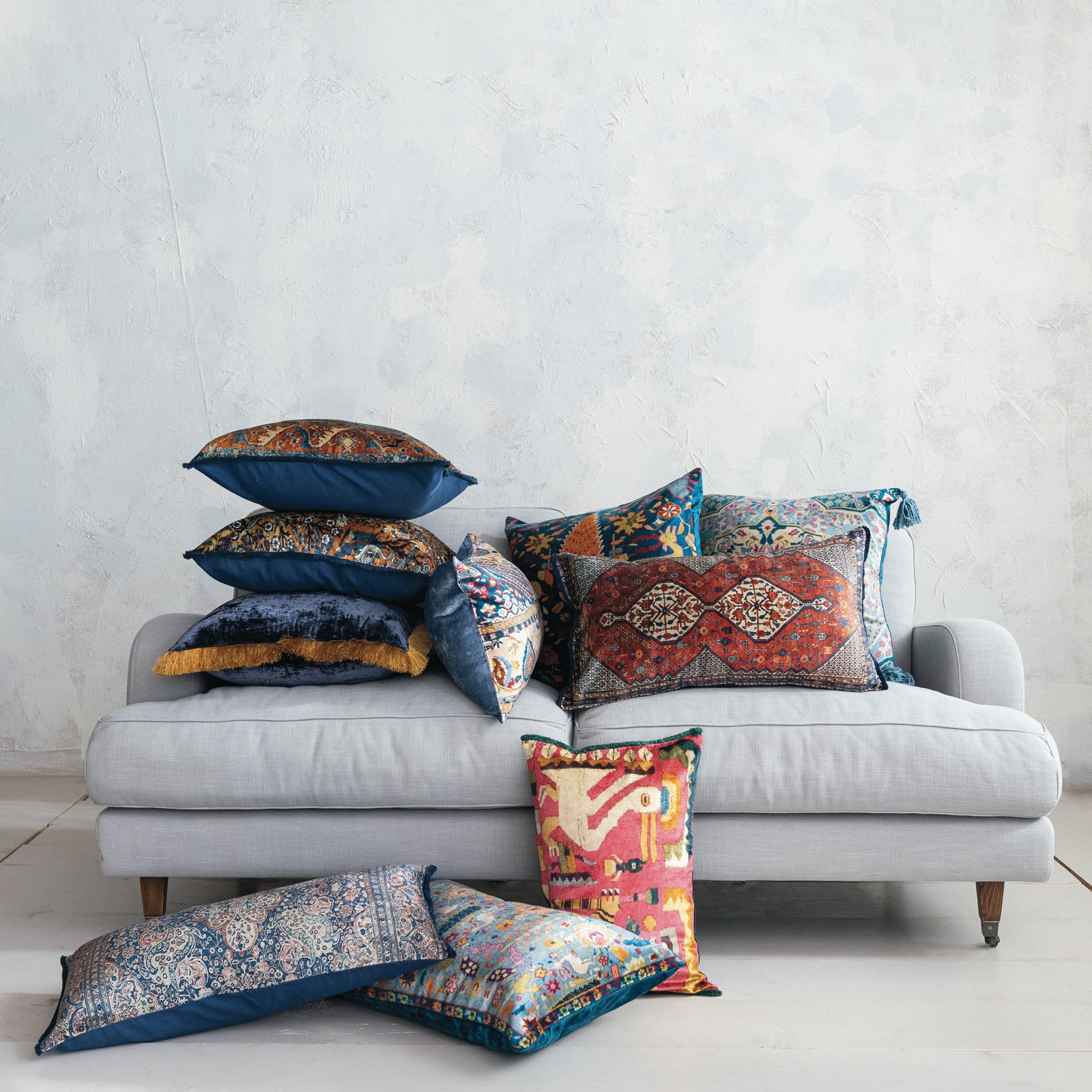 Hello Honey® 20" x 14" Vintage Mosaic Velvet Lumbar Pillow