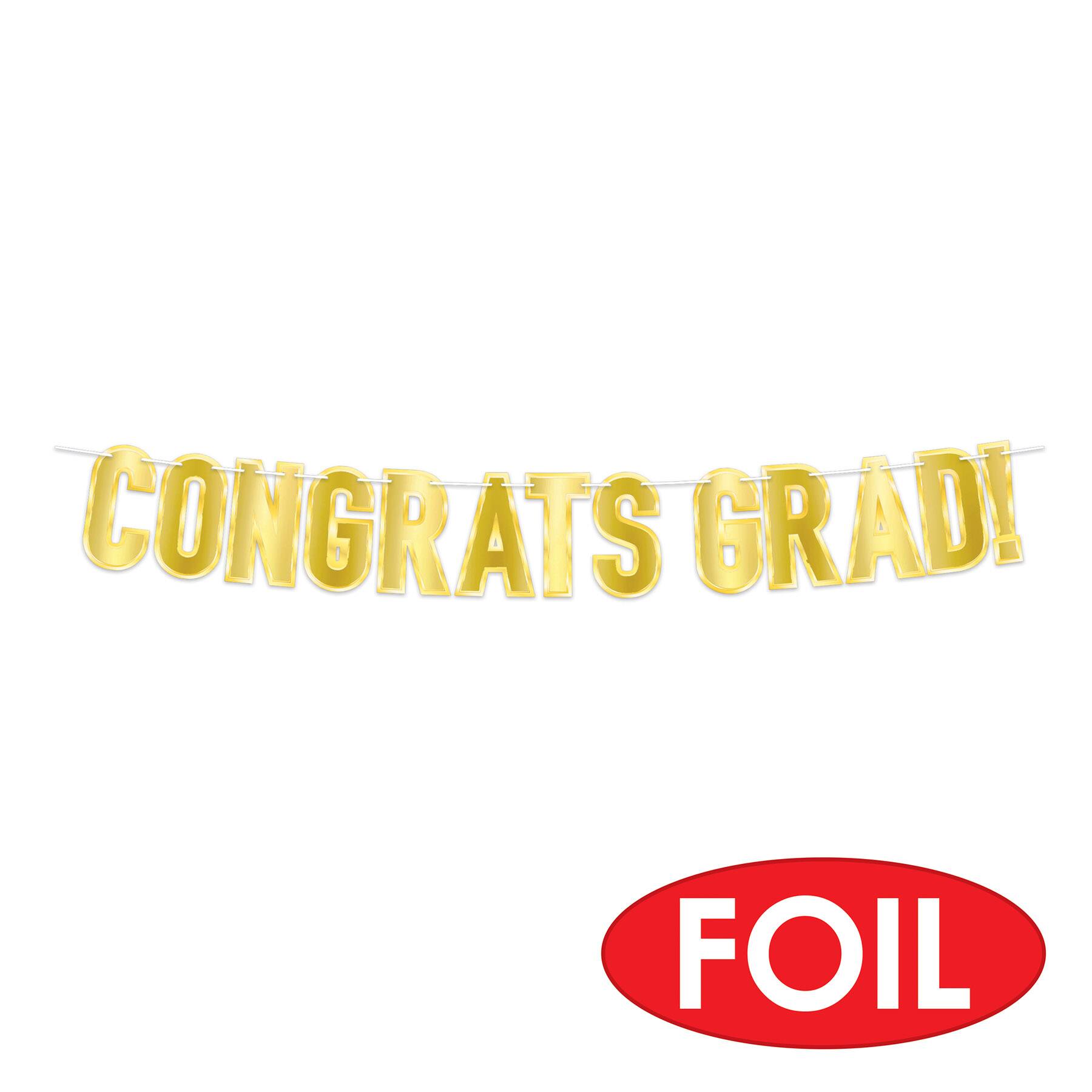 Beistle 5.25ft. Gold Foil Congrats Grad! Streamer