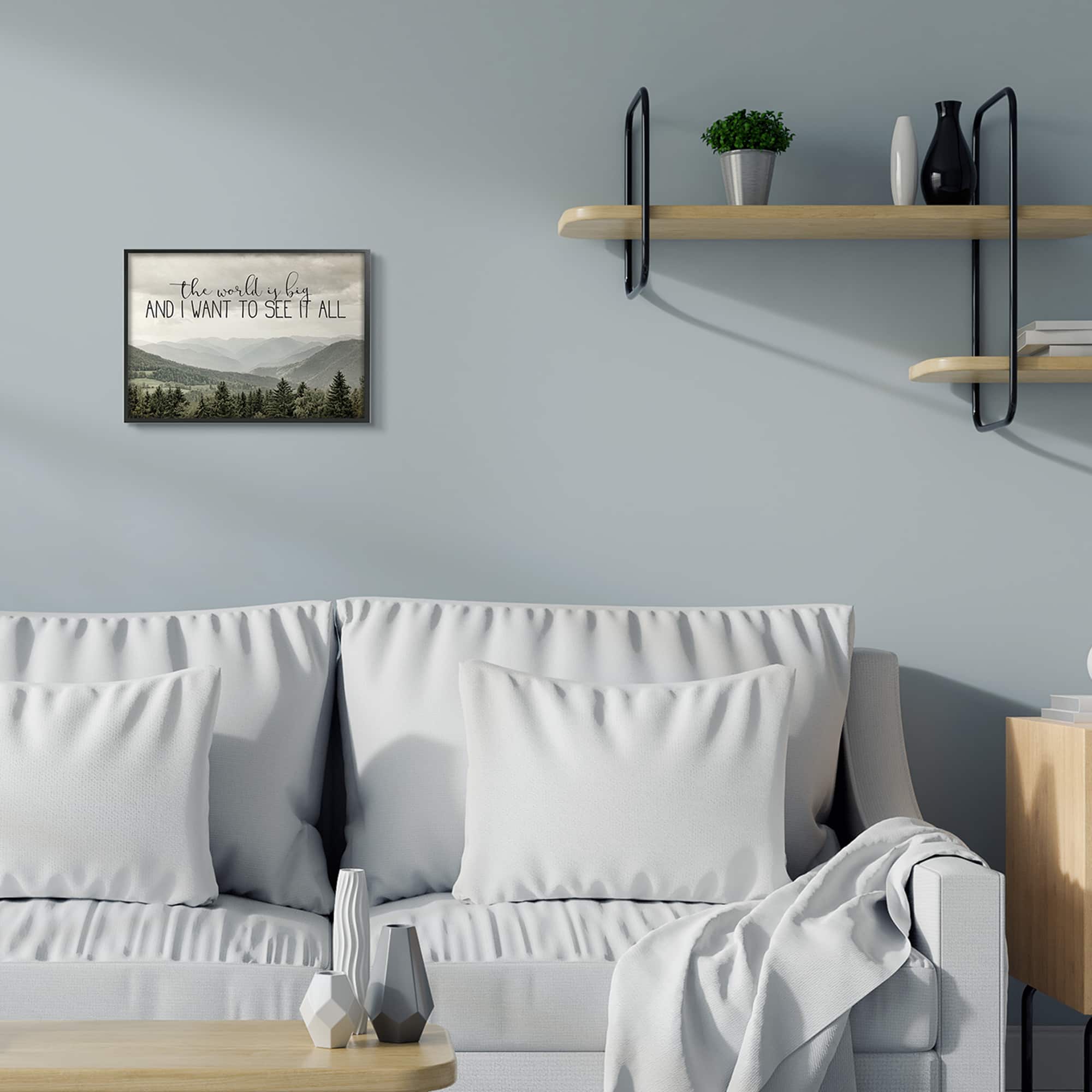 Stupell Industries See It All Phrase Forest Tree Mountain Range in Frame Wall Art