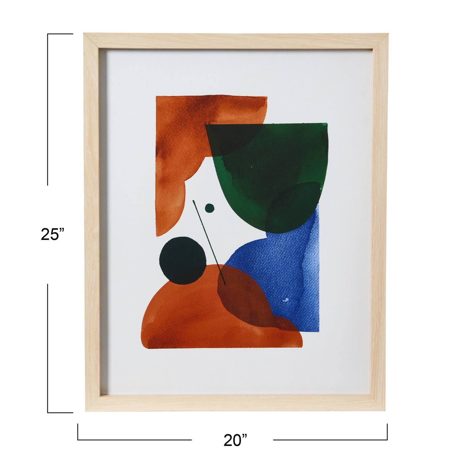 Hello Honey® Multicolor Abstract Geometric Print with Natural Wood Frame