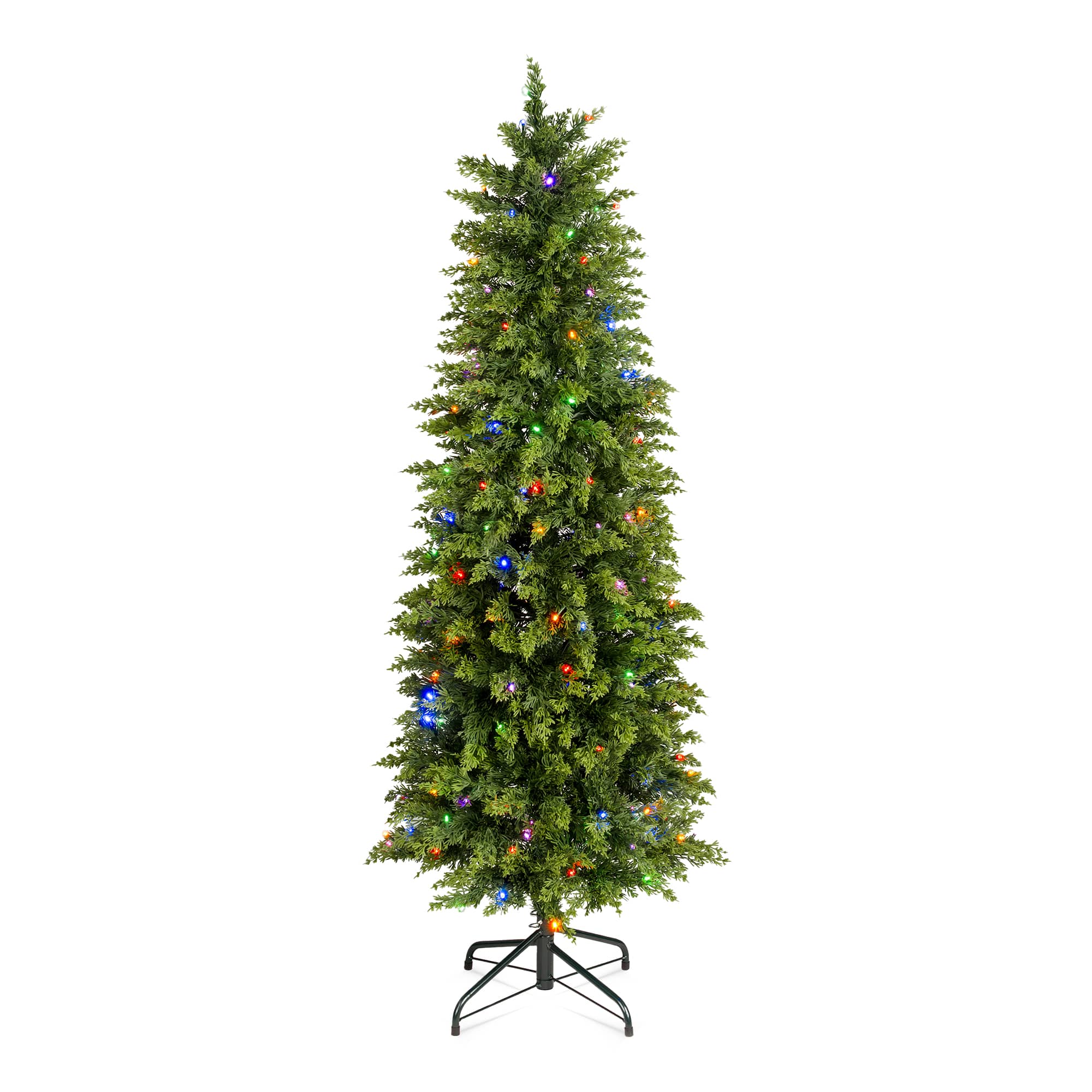 Glitzhome 5ft Pre-Lit Artificial Cypress 7 Foot Pre-Lit Multi-Function Lights Christmas Tree, One Size, Green