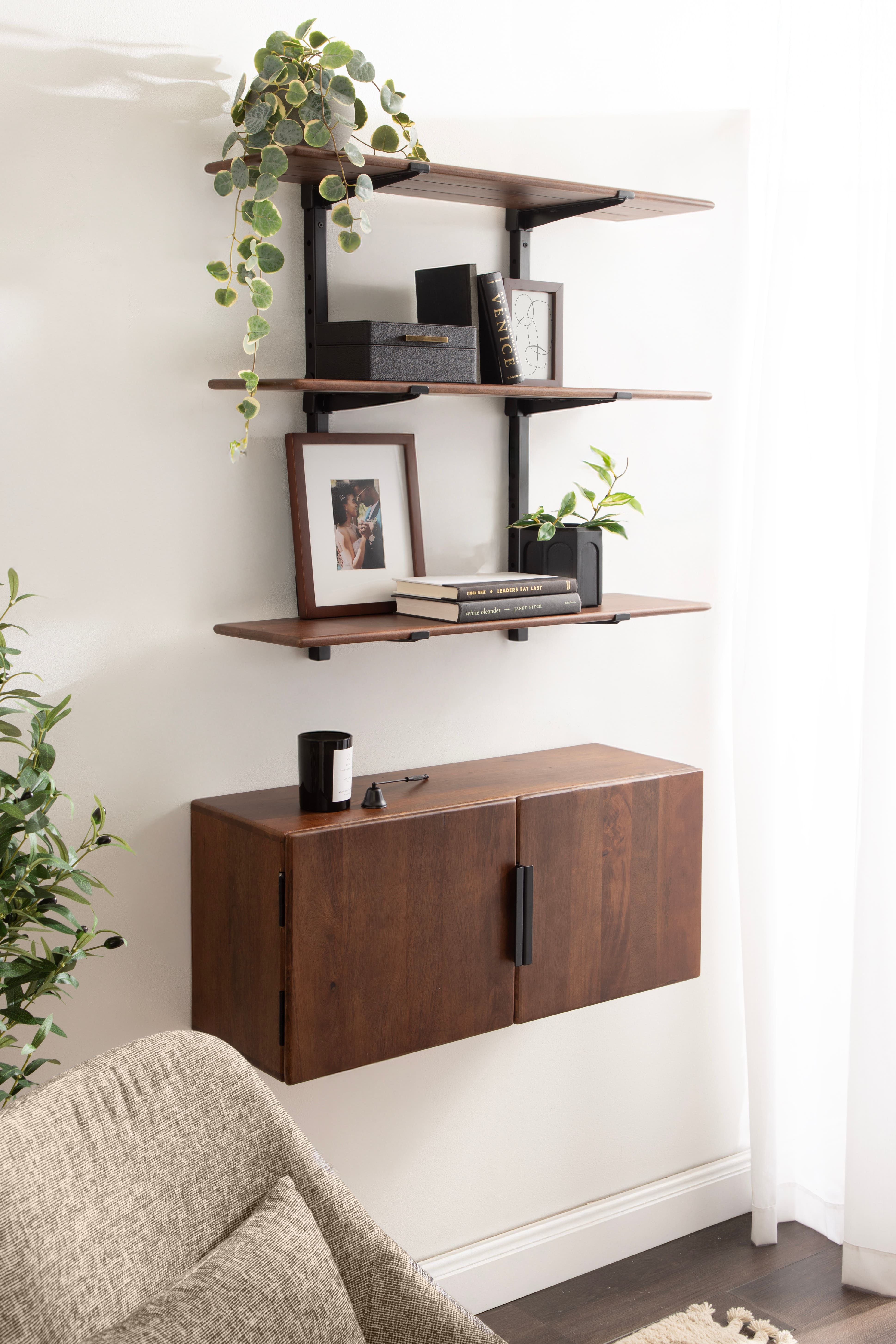 Kate and Laurel Atwood Wall Cabinet & Shelf Set