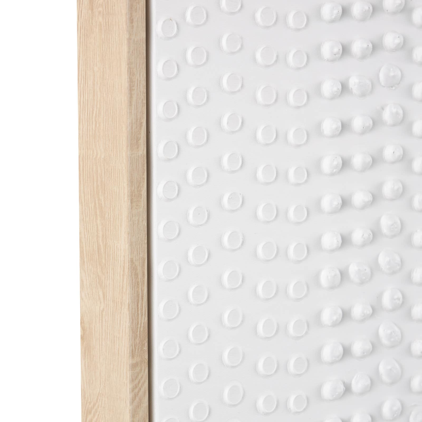 White wooden abstract dimensional dot home wall décor with brown wooden frame