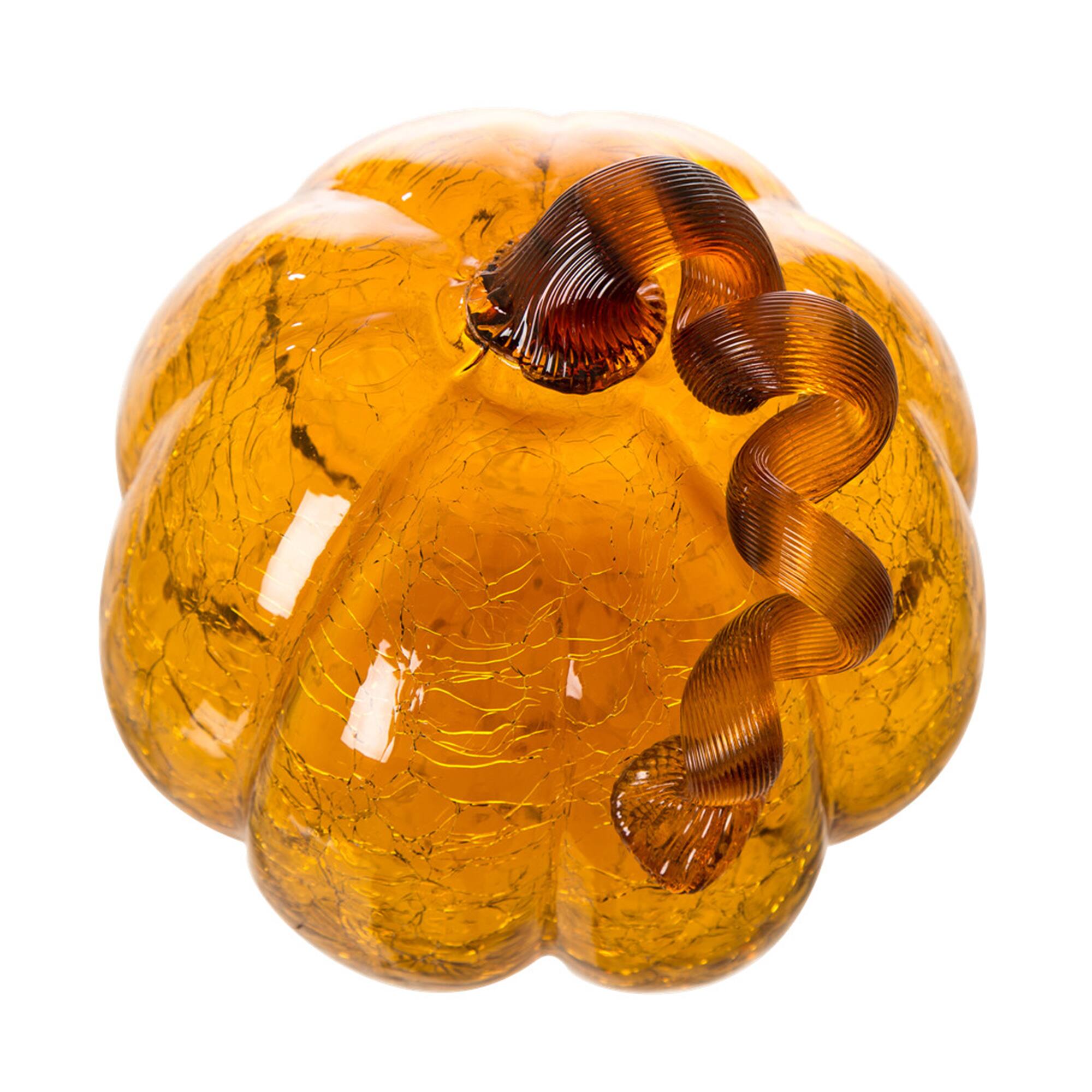 Glitzhome® Crackle Glass Pumpkin, Amber